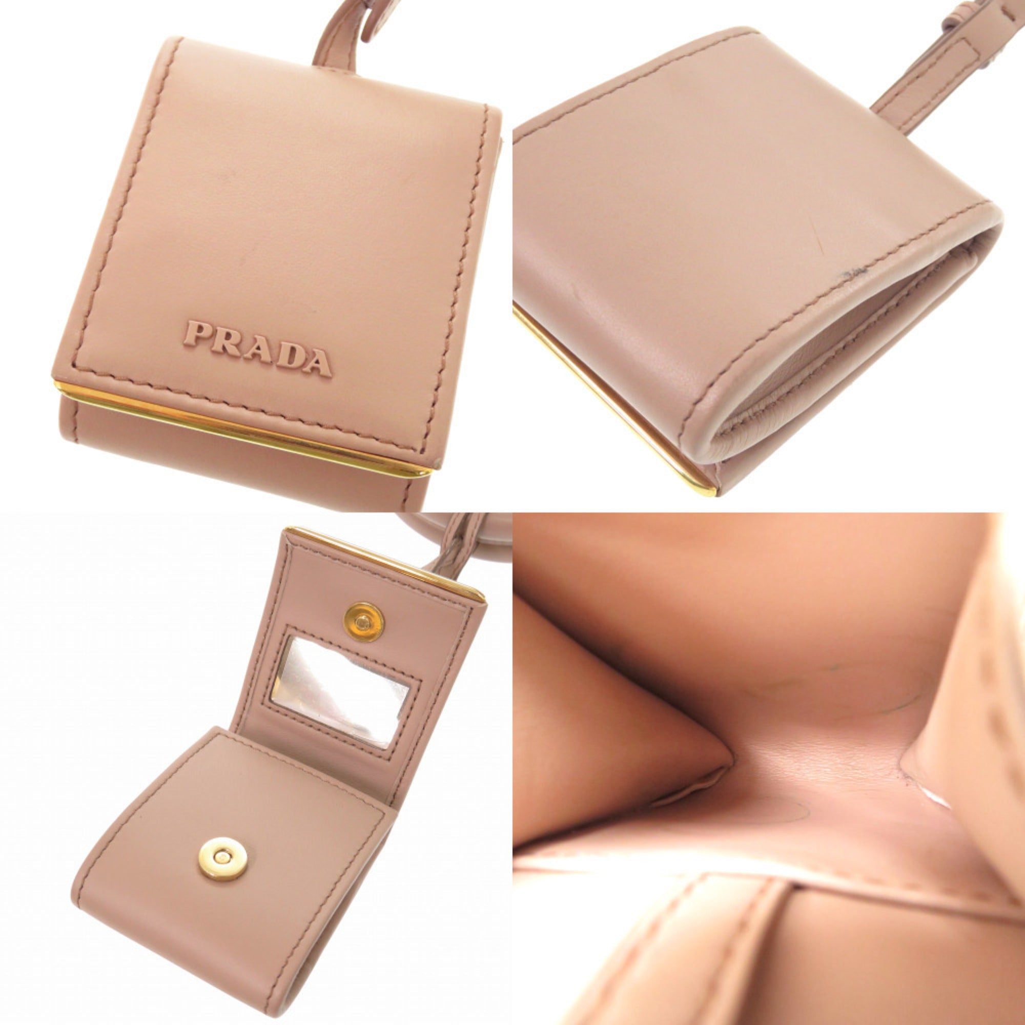 Prada Pink Beige Leather Saffiano Handbag (Pre-Owned)