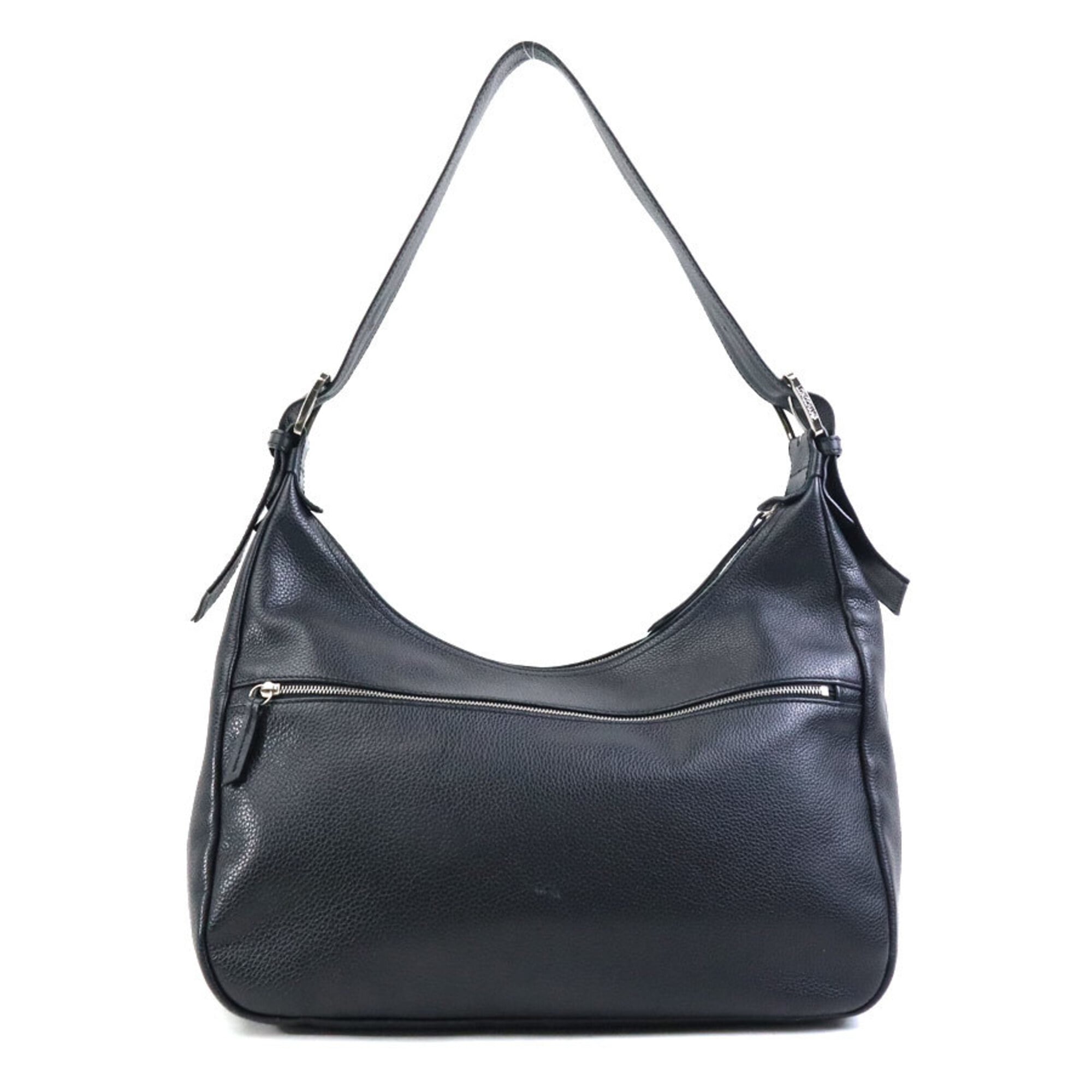 Longchamp Black Leather Shoulder Bag (Pre-Owned)