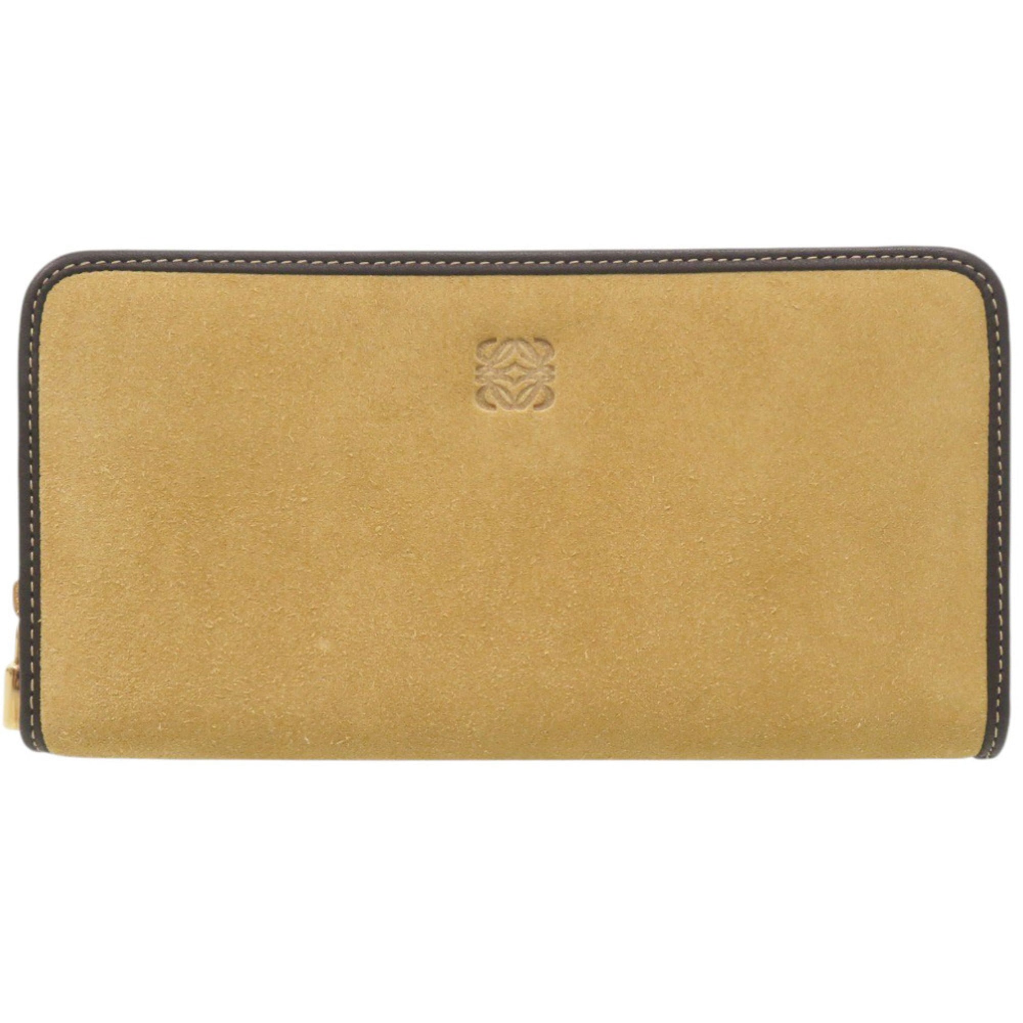 Loewe Beige Brown Suede Long Wallet (Bi-Fold) (Pre-Owned)