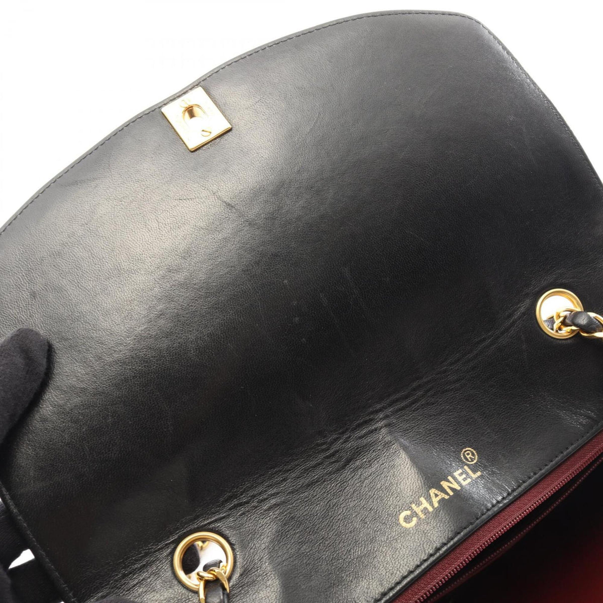 Chanel Black Leather Handbag Shoulder Bag (Pre-Owned)