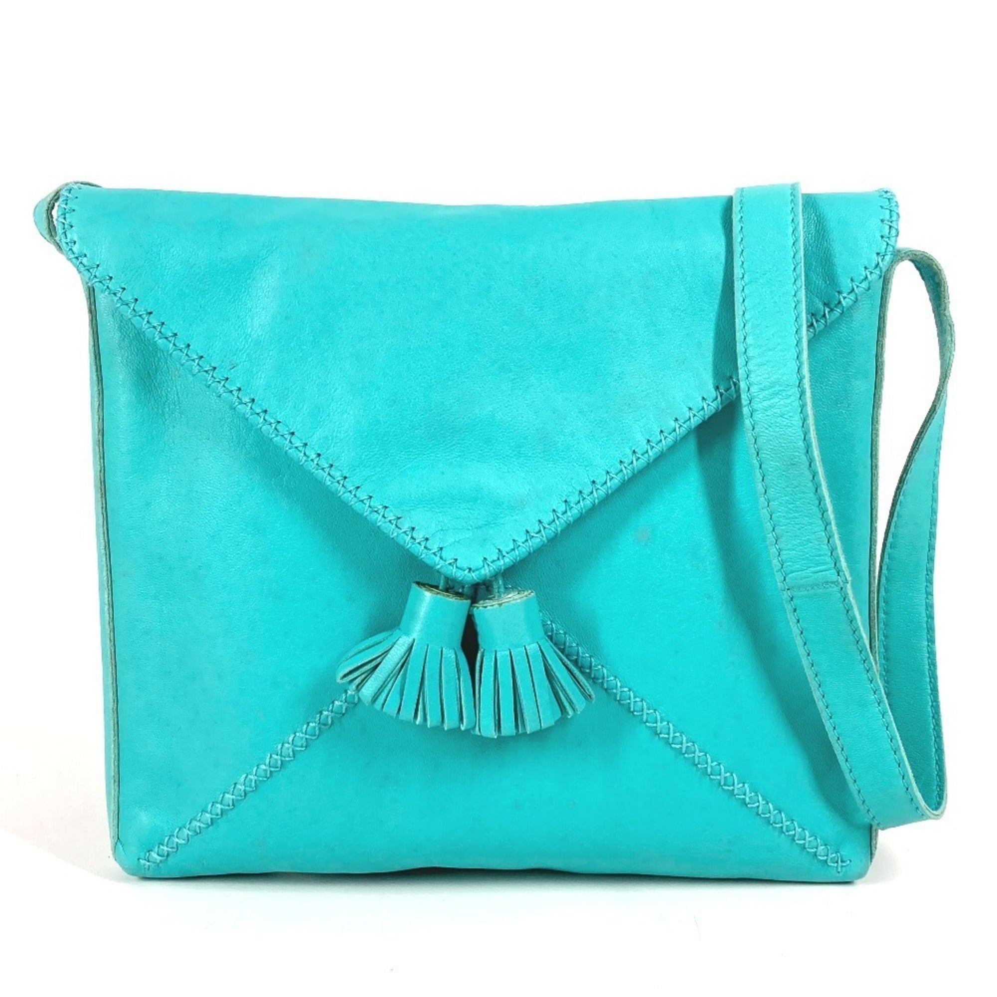 Hermes Turquoise Leather Pochette Shoulder Bag (Pre-Owned)