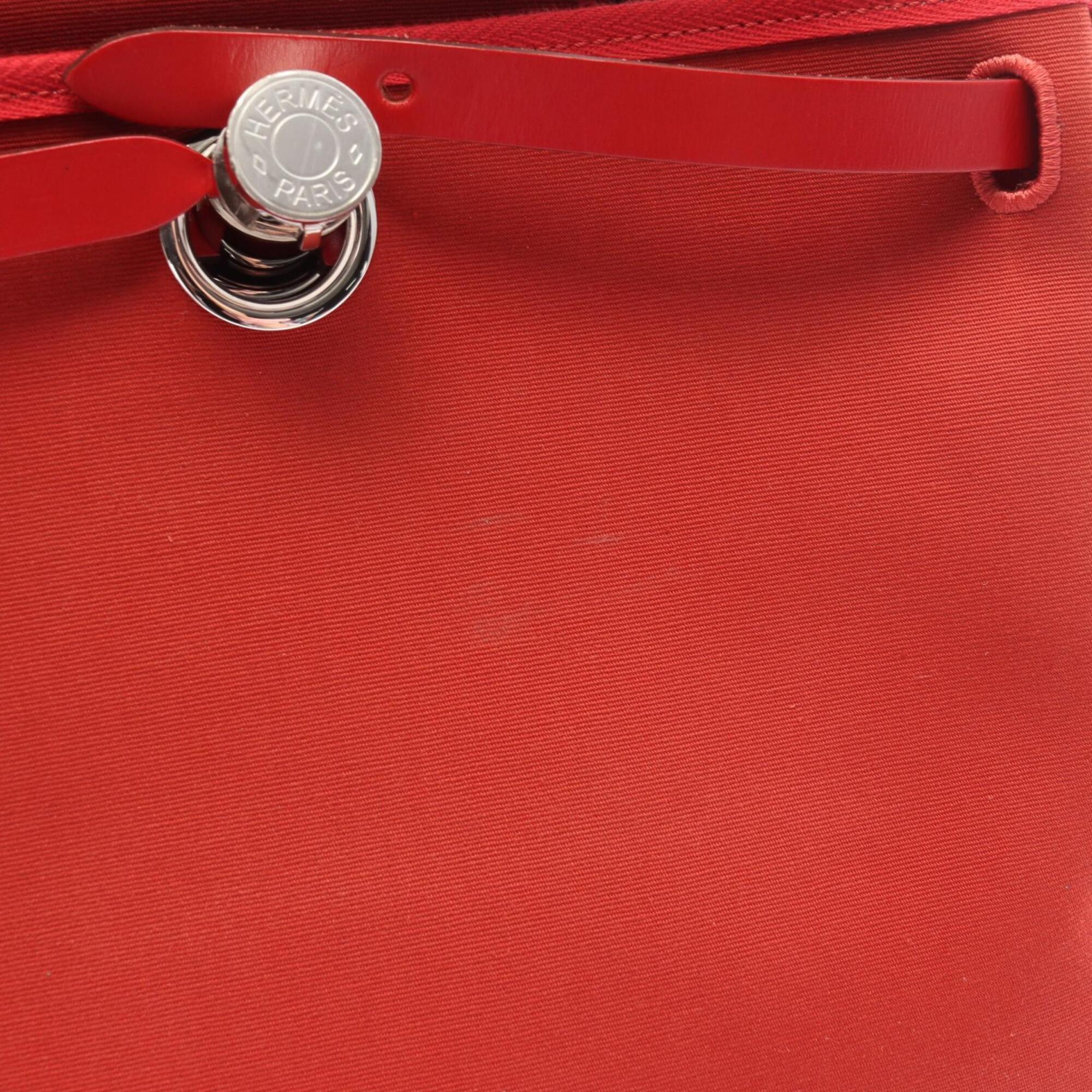 Hermes Bordeaux Pink Red Color Toile Officier Handbag (Pre-Owned)