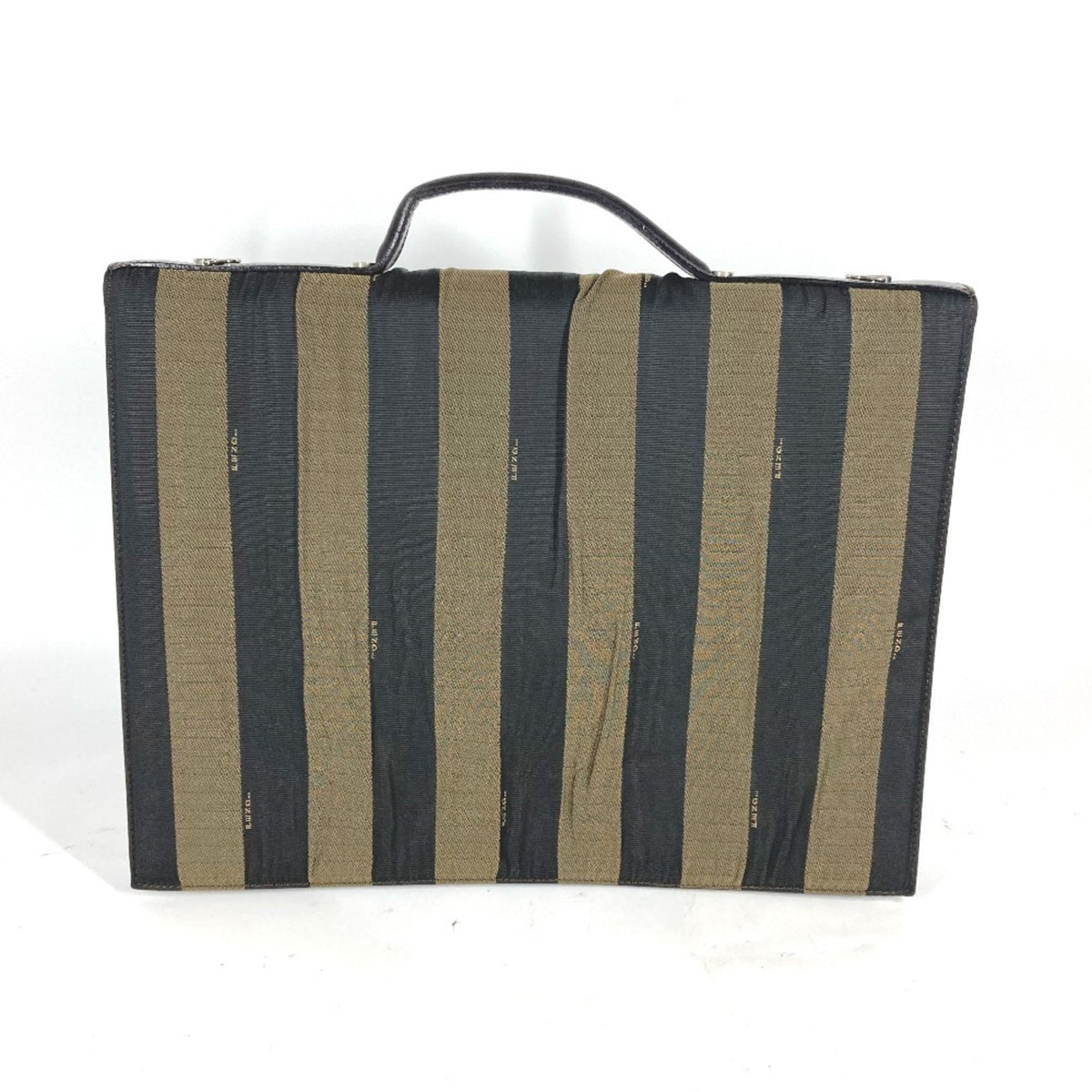 Fendi Black Brown Nylon Leather Briefcase Handbag Tote Bag (Pre-Owned)