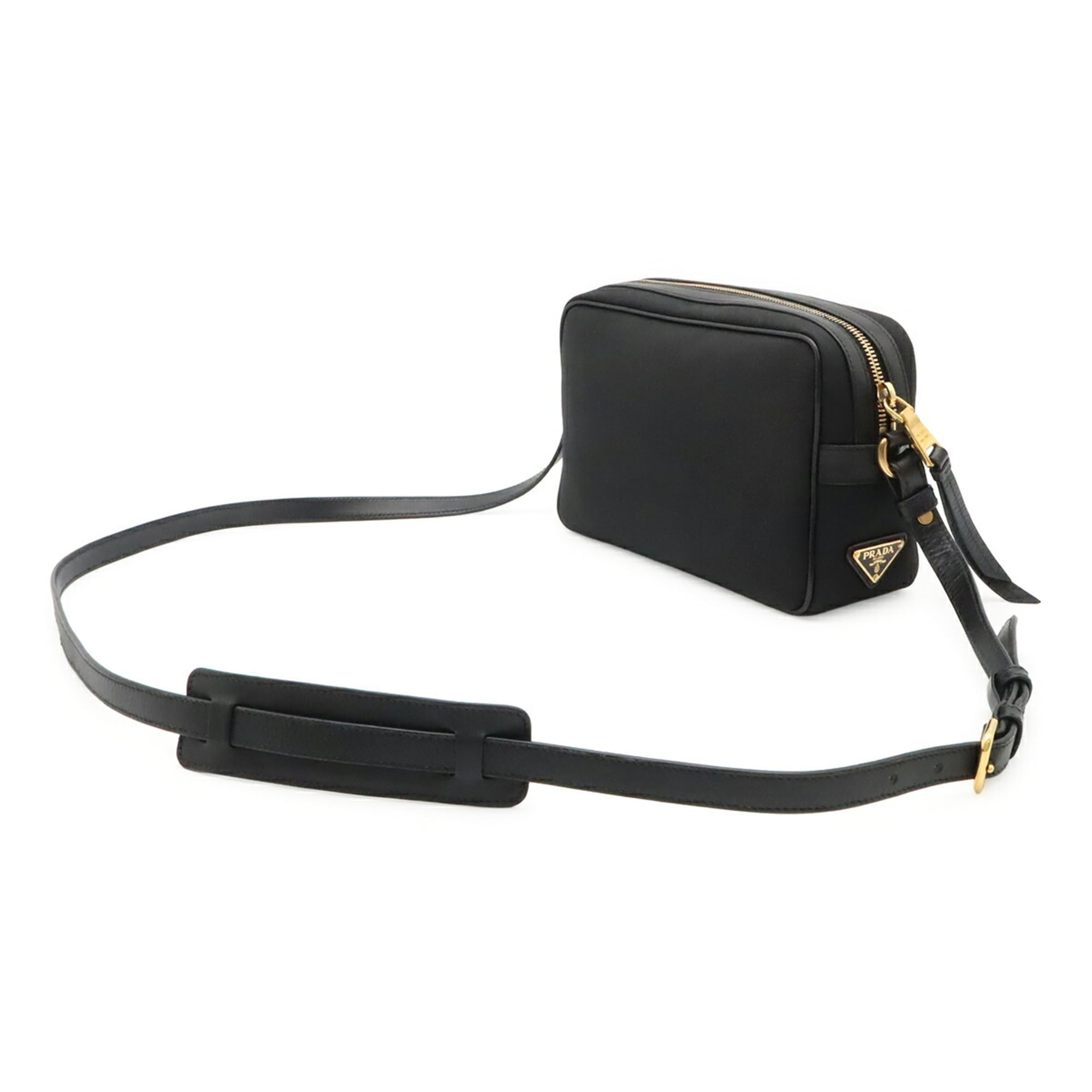 Prada Black Nero Canvas Leather Shoulder Bag (Pre-Owned)