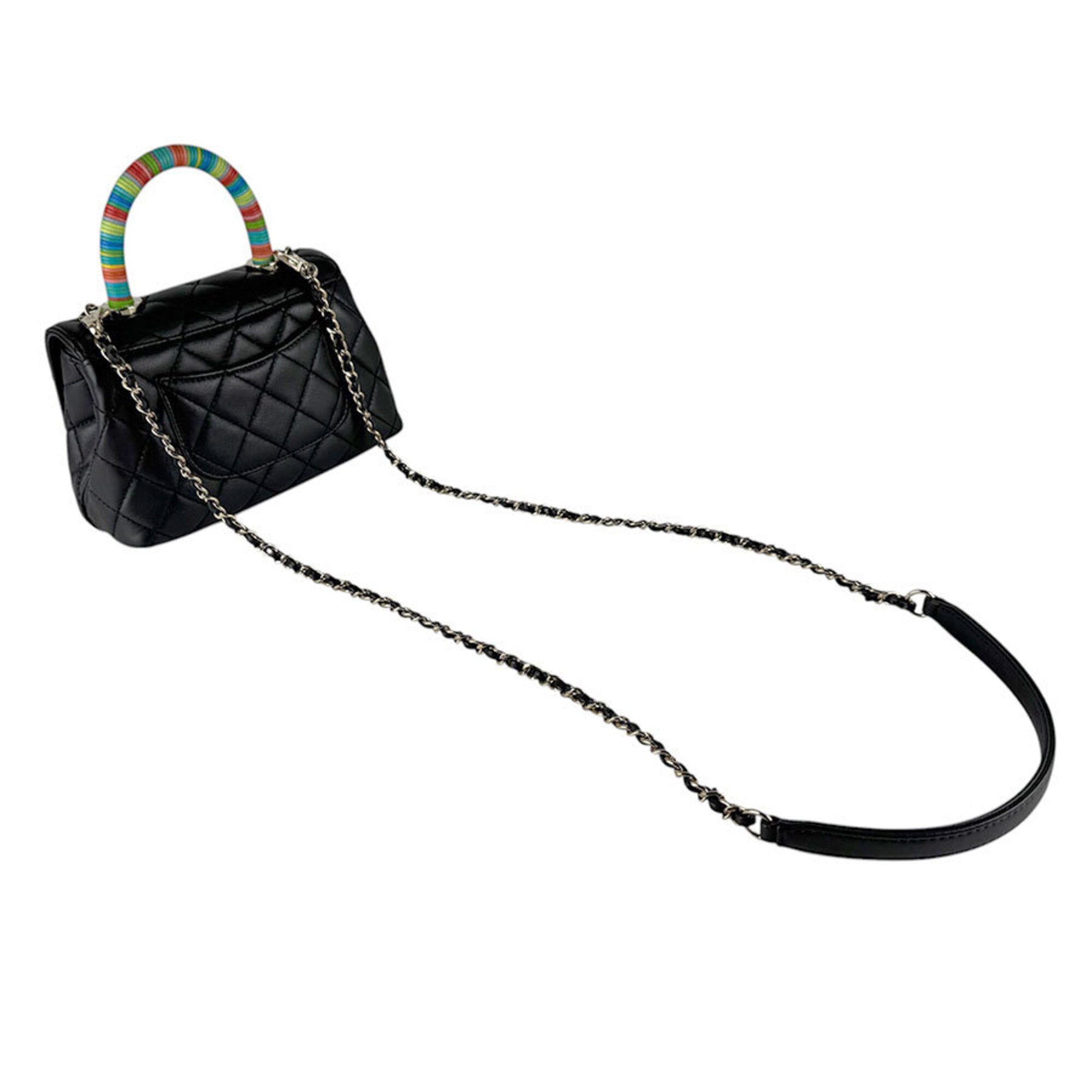 Chanel Black Multi-Color Leather Handbag Shoulder Bag (Pre-Owned)