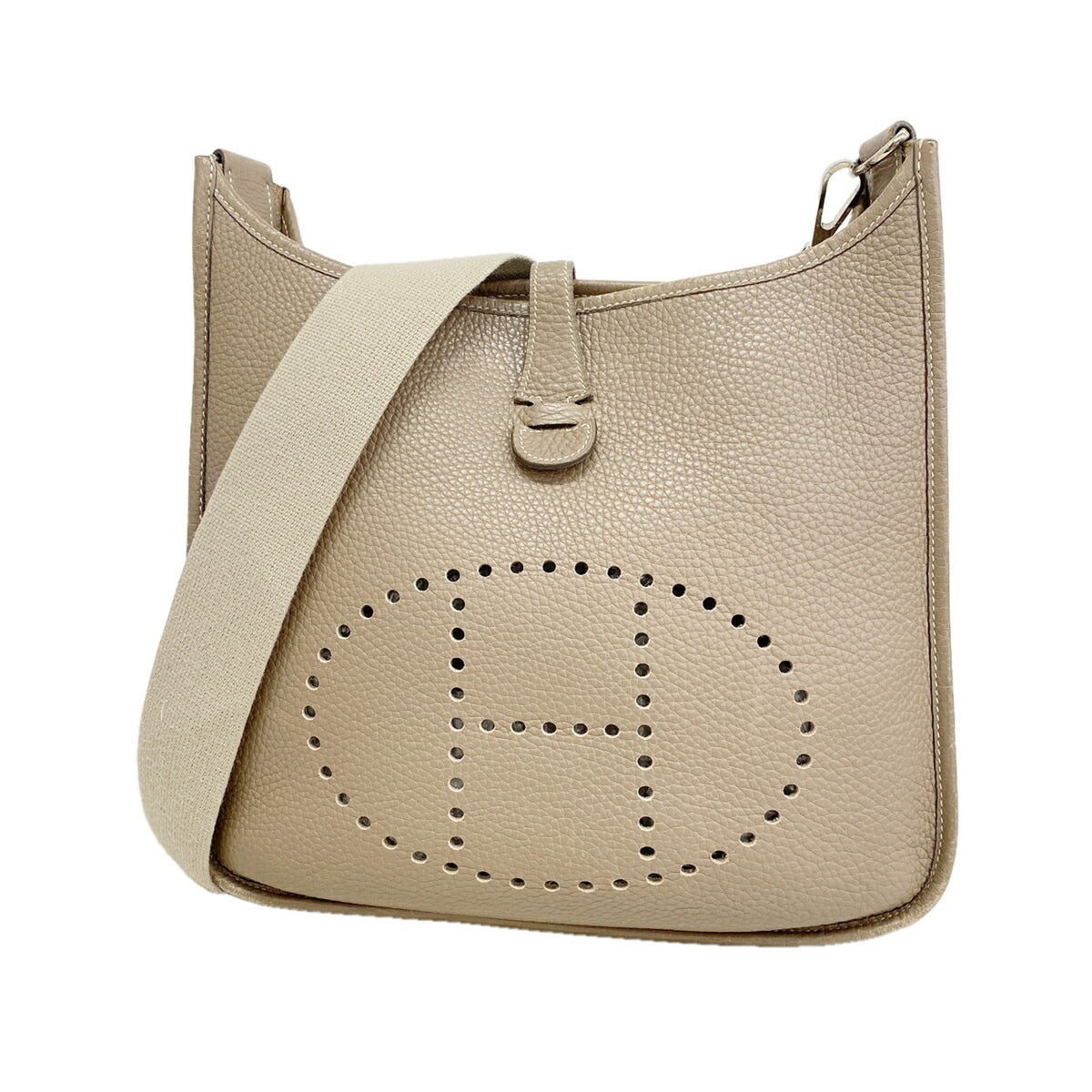 Hermes Etoupe Gray Taurillon Clemence Leather Shoulder Bag (Pre-Owned)