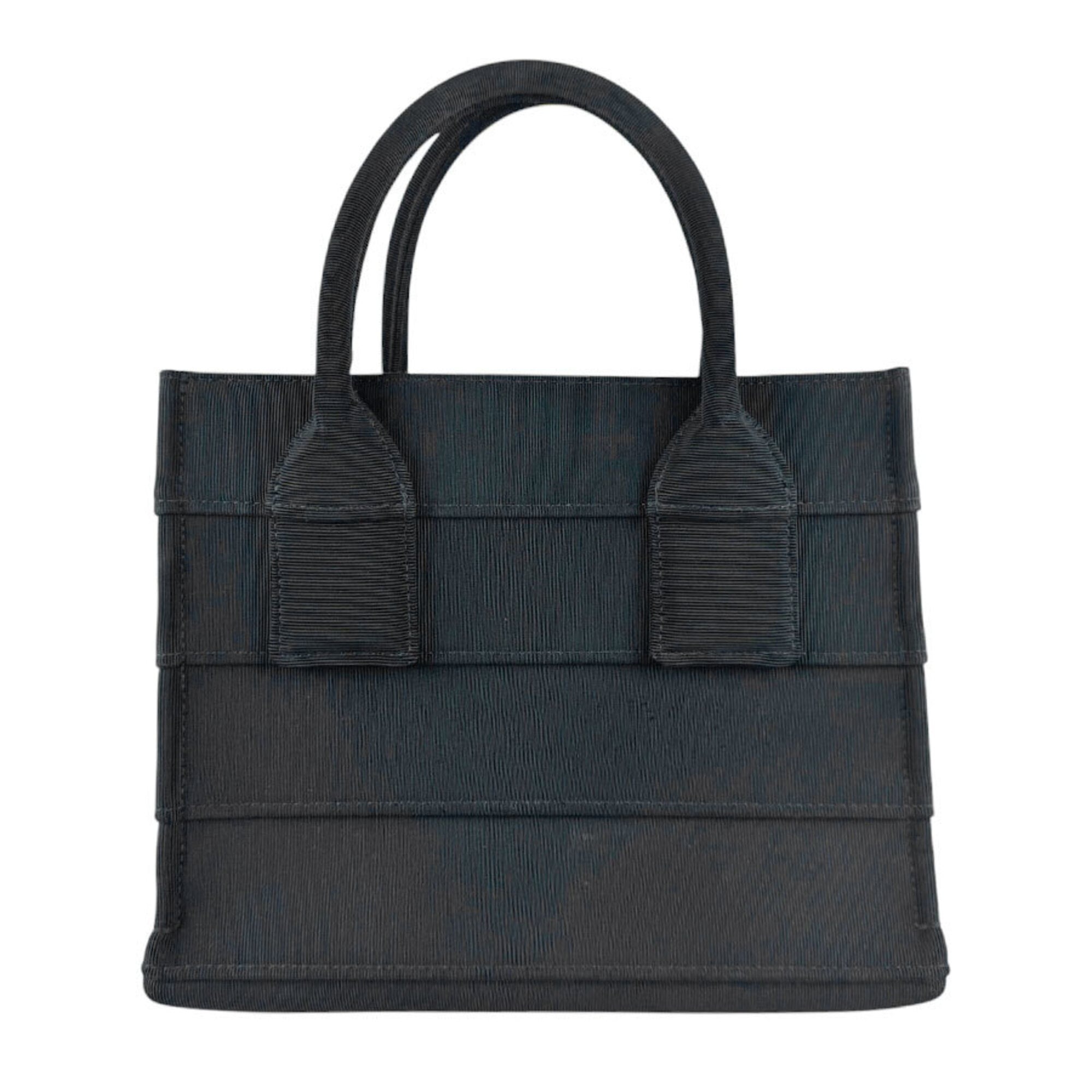Salvatore Ferragamo Black Canvas Handbag Tote Bag (Pre-Owned)