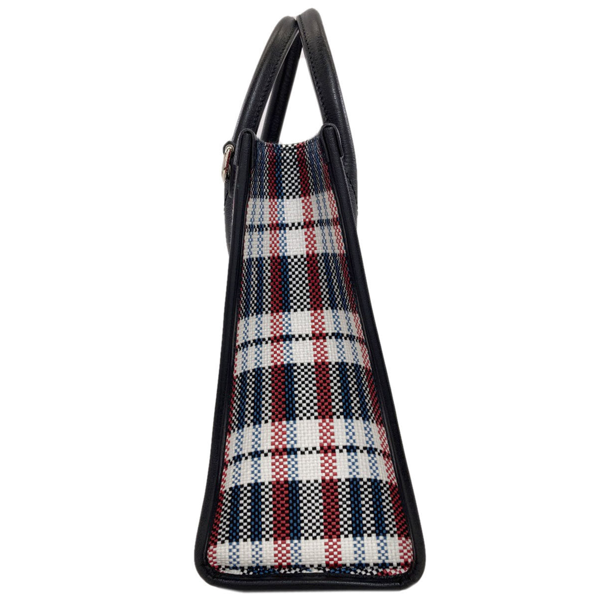 Gucci Black Blue Red Color White Canvas Handbag (Pre-Owned)