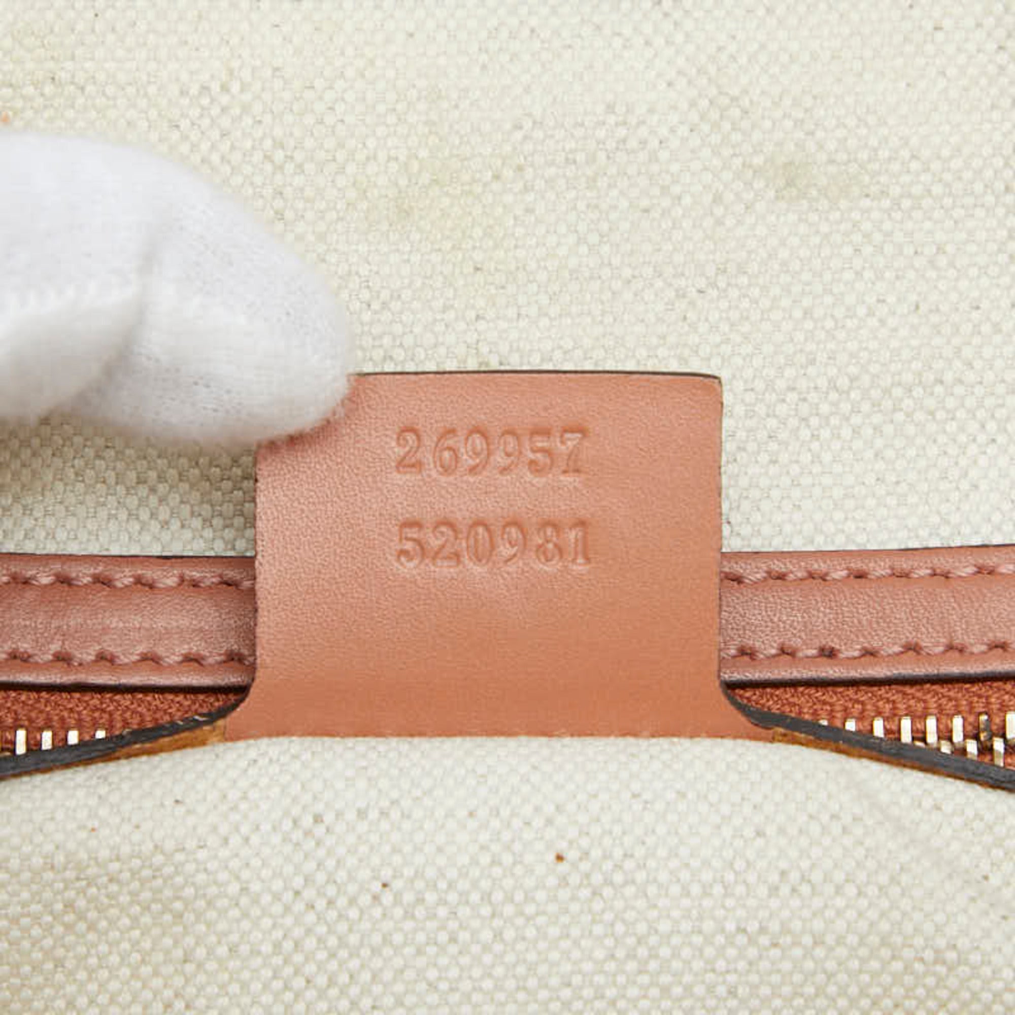 Gucci Beige Orange Canvas Leather Handbag Shoulder Bag (Pre-Owned)