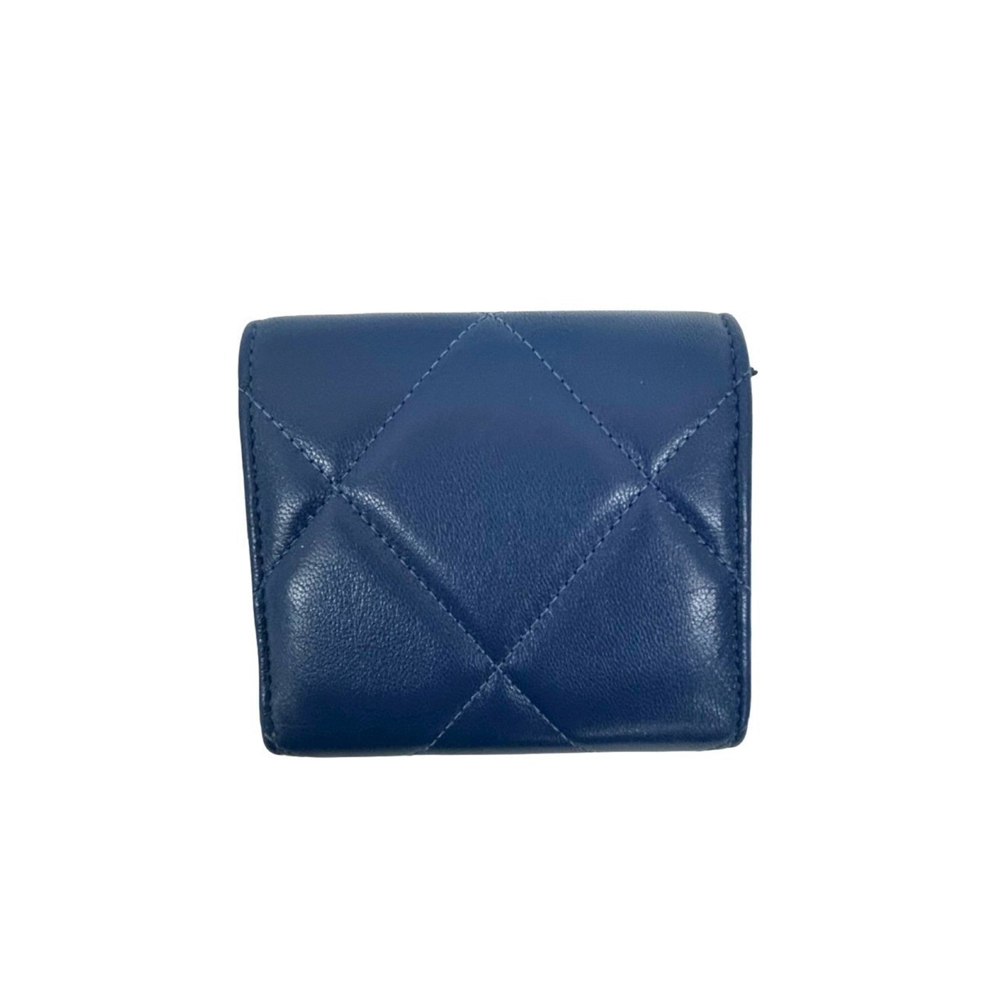 Chanel Blue Leather Wallet (Bi-Fold) (Pre-Owned)
