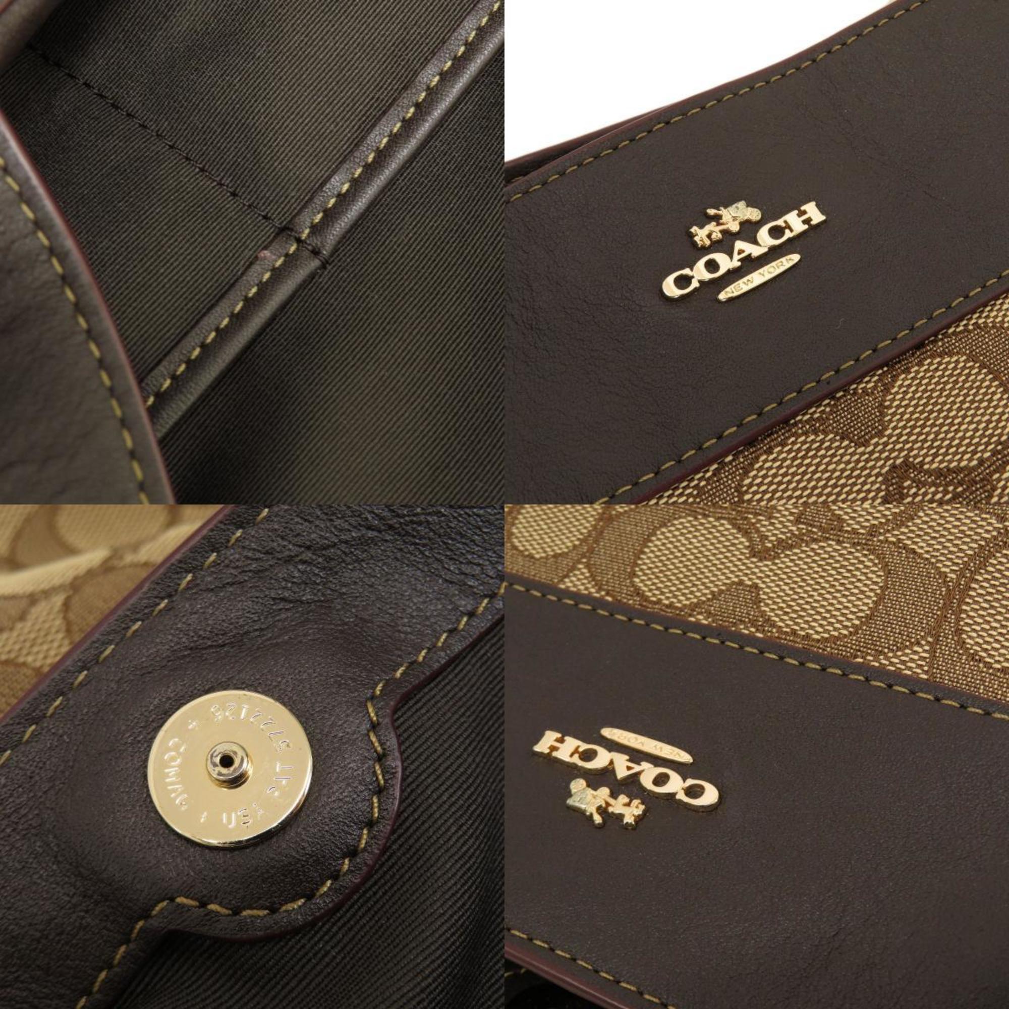 Coach Signature Brown Signature Line Tote Bag (Pre-Owned)