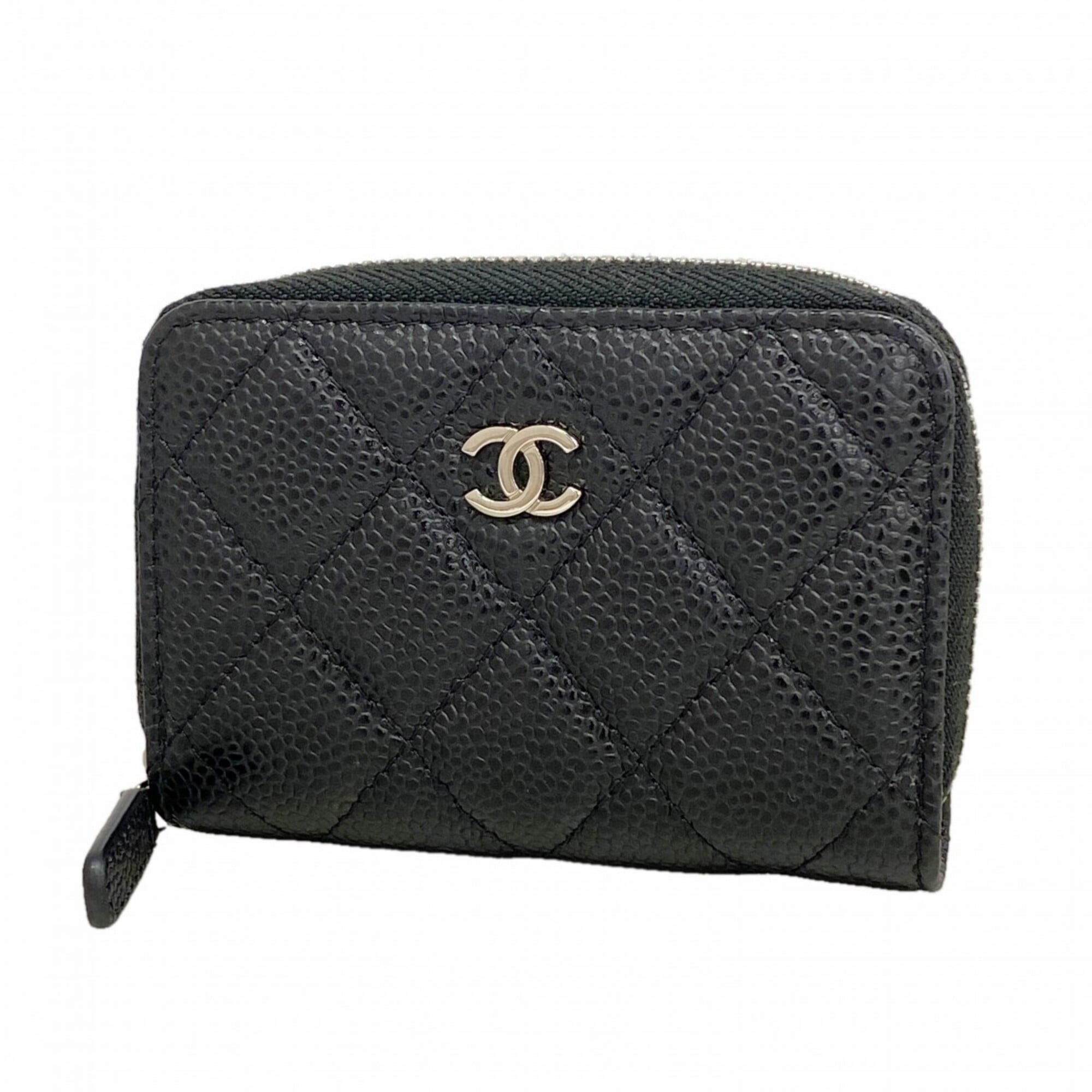 Chanel Black Grained Calfskin Coin Purse/Coin Case (Pre-Owned)