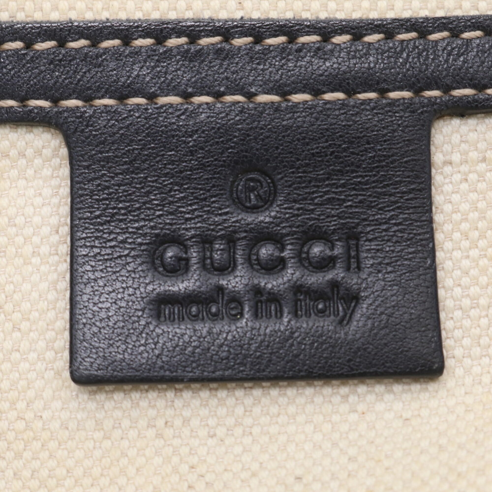 Gucci Navy Coated Canvas Leather Shoulder Bag (Pre-Owned)