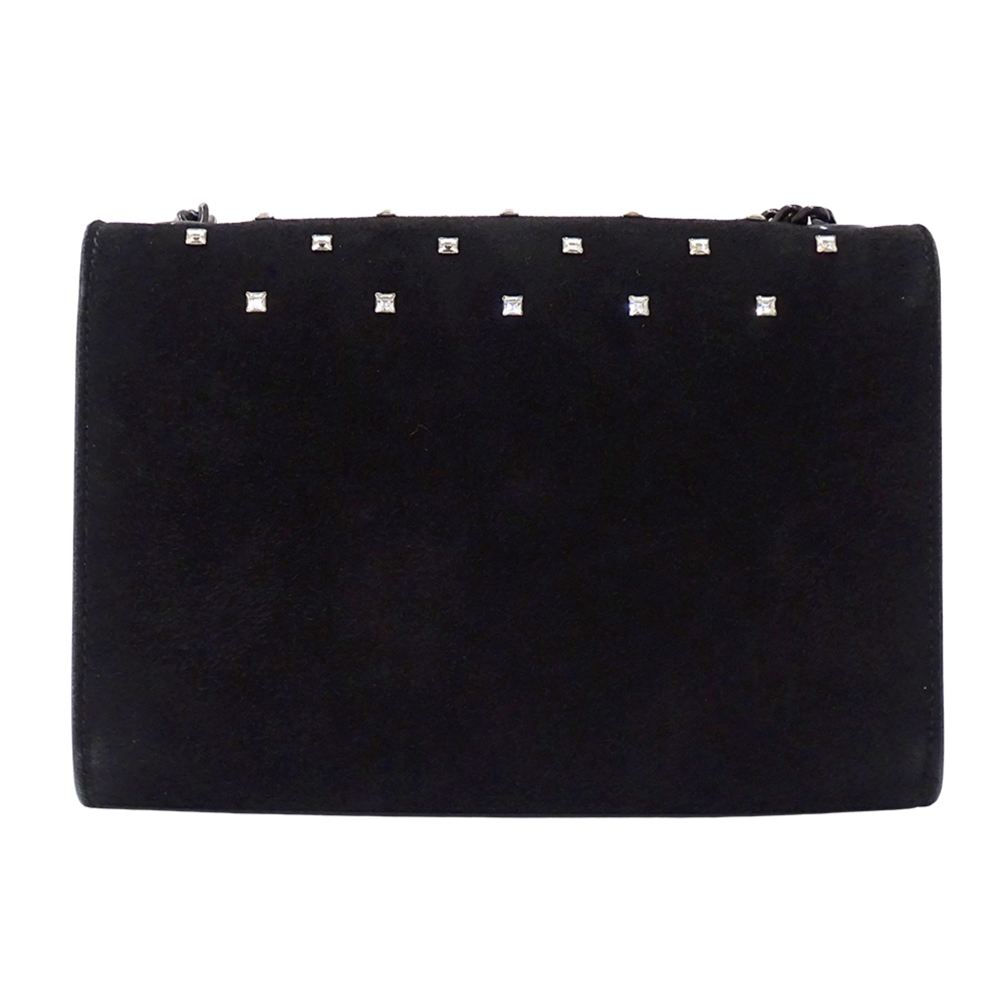 Saint Laurent Black Suede Rhinestone Handbag Shoulder Bag (Pre-Owned)