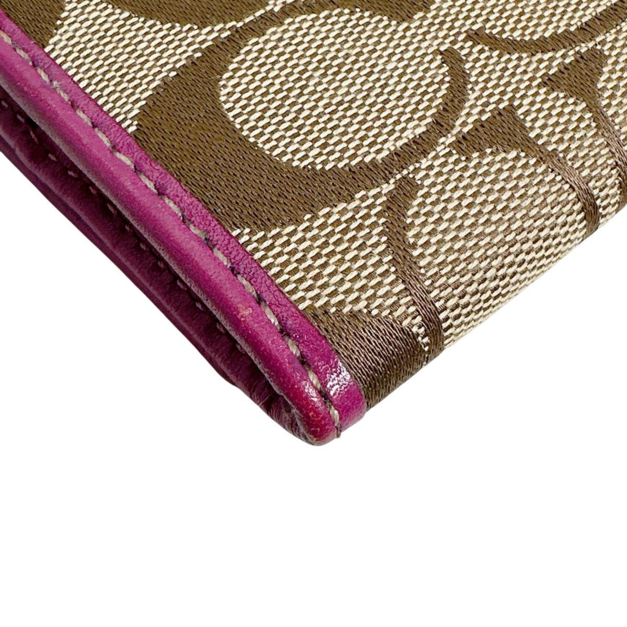 Coach Brown Purple Signature Line Long Wallet (Bi-Fold) (Pre-Owned)