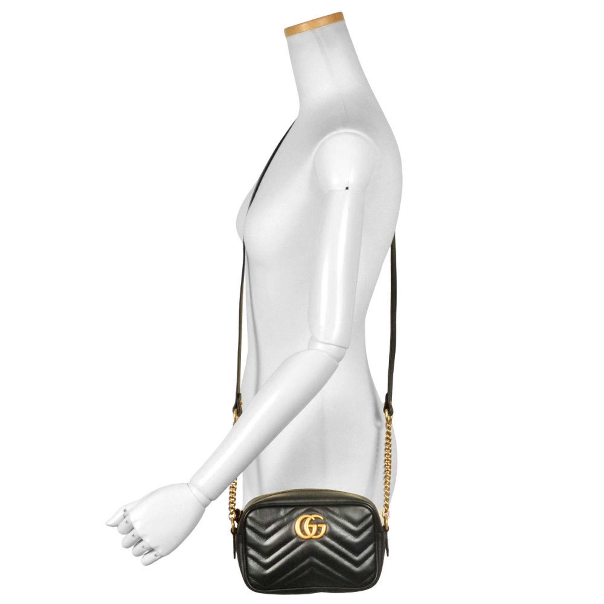 Gucci Gg Marmont Black Leather Shoulder Bag (Pre-Owned)