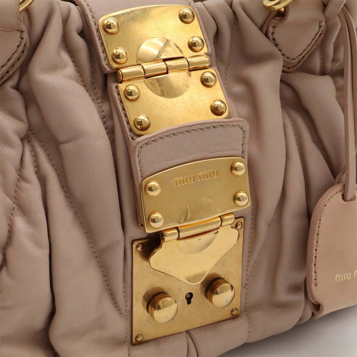 Miu Miu Pink Beige Leather Handbag Shoulder Bag (Pre-Owned)