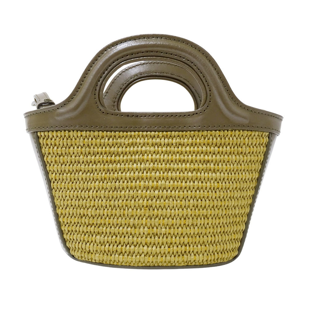 Marni Green Khaki Leather Raffia Handbag Shoulder Bag (Pre-Owned)