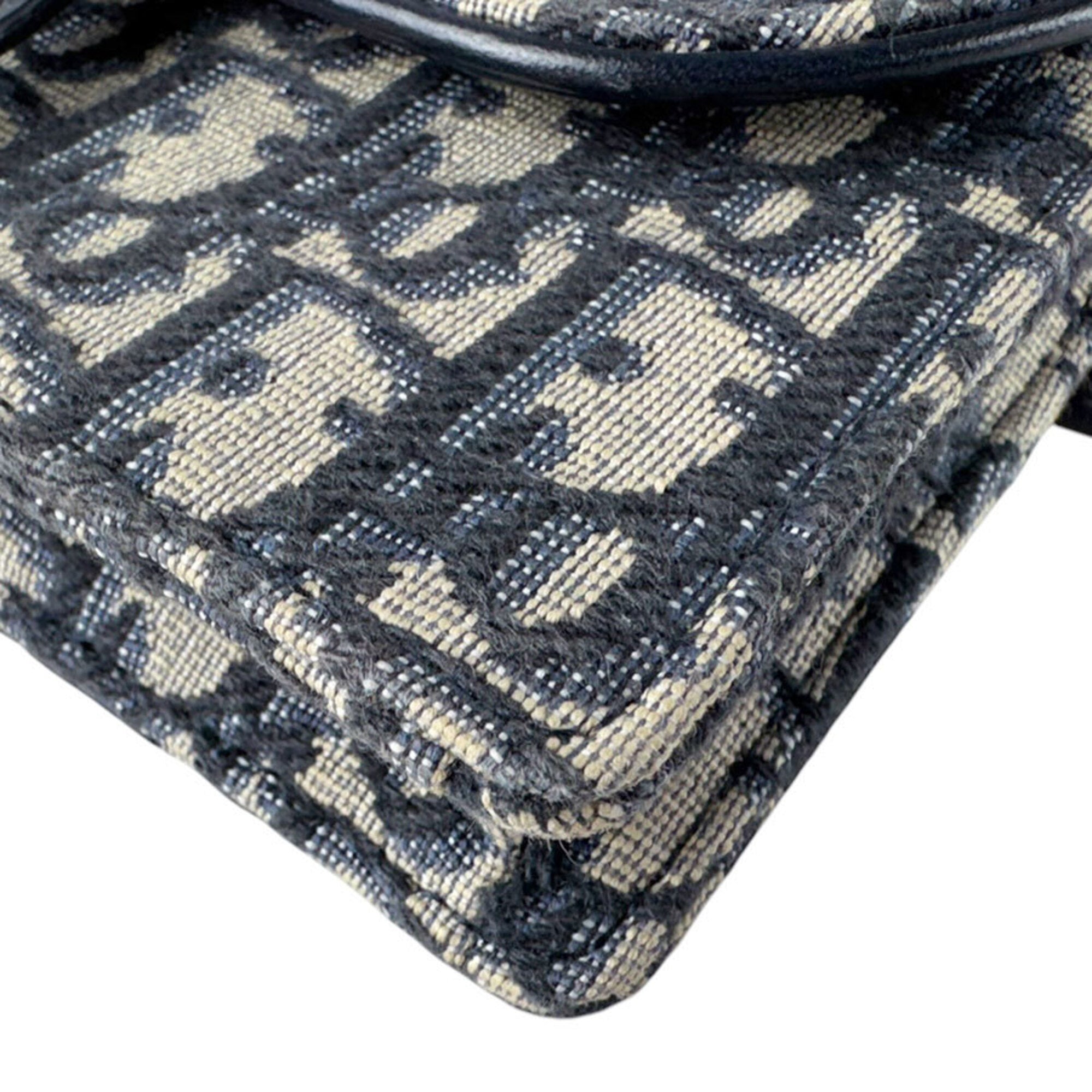 Christian Dior Navy Canvas Leather Sling Bag (Pre-Owned)