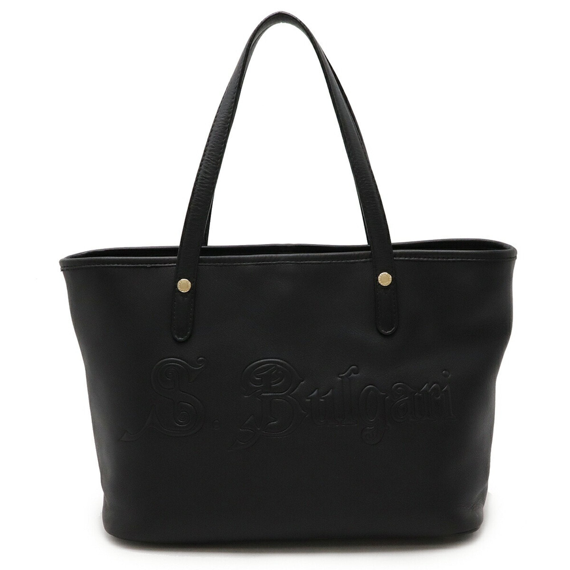 Bvlgari Black Leather Handbag Shoulder Bag Tote Bag (Pre-Owned)