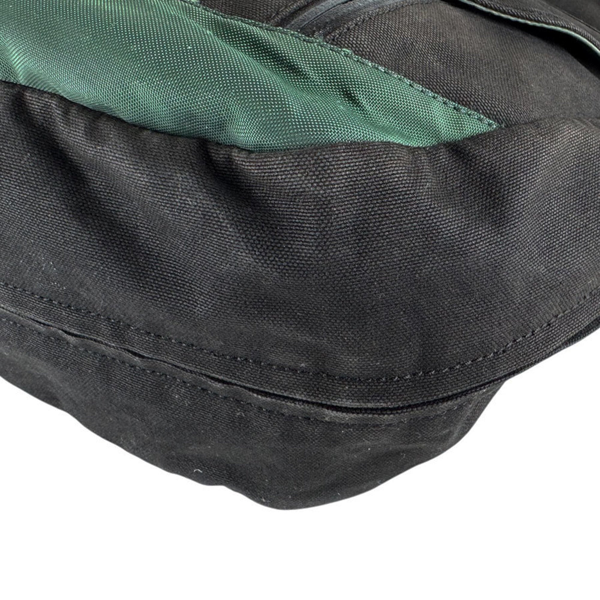 Chanel Black Green Nylon Shoulder Bag (Pre-Owned)
