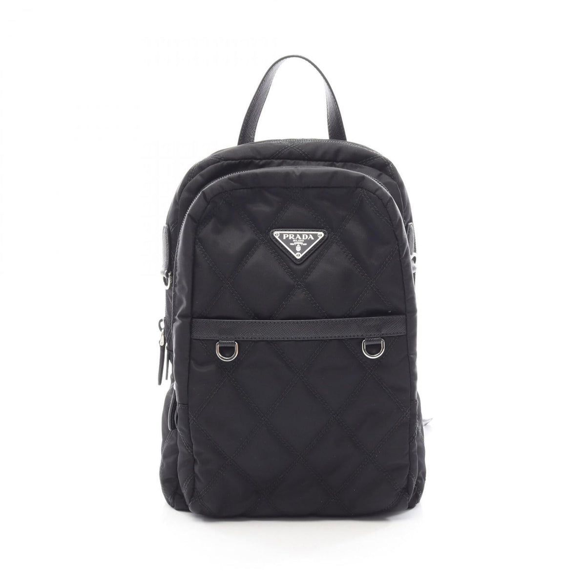 Prada Black Nylon Leather Backpack Handbag (Pre-Owned)