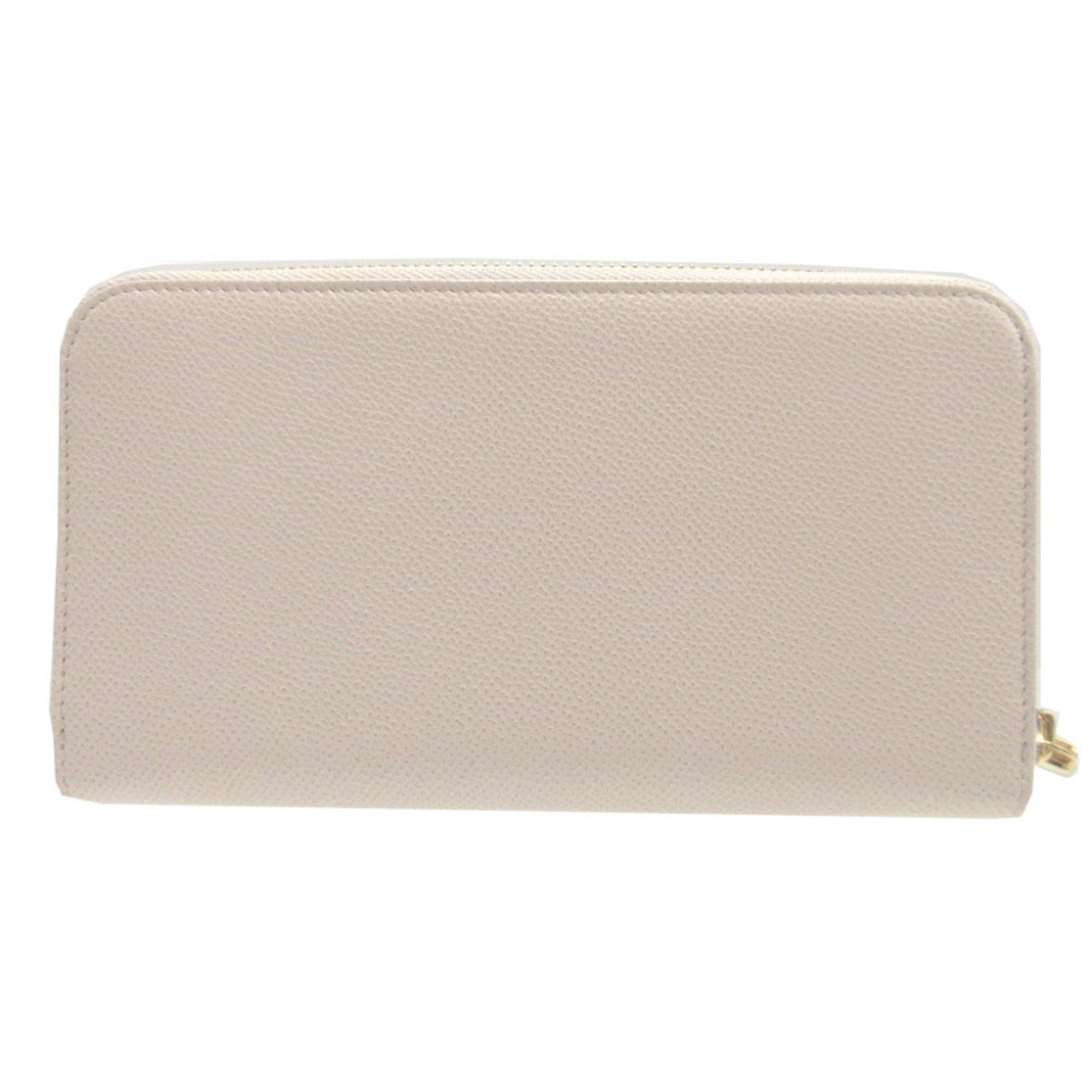 Salvatore Ferragamo Ivory Leather Coin Purse/Coin Case (Pre-Owned)