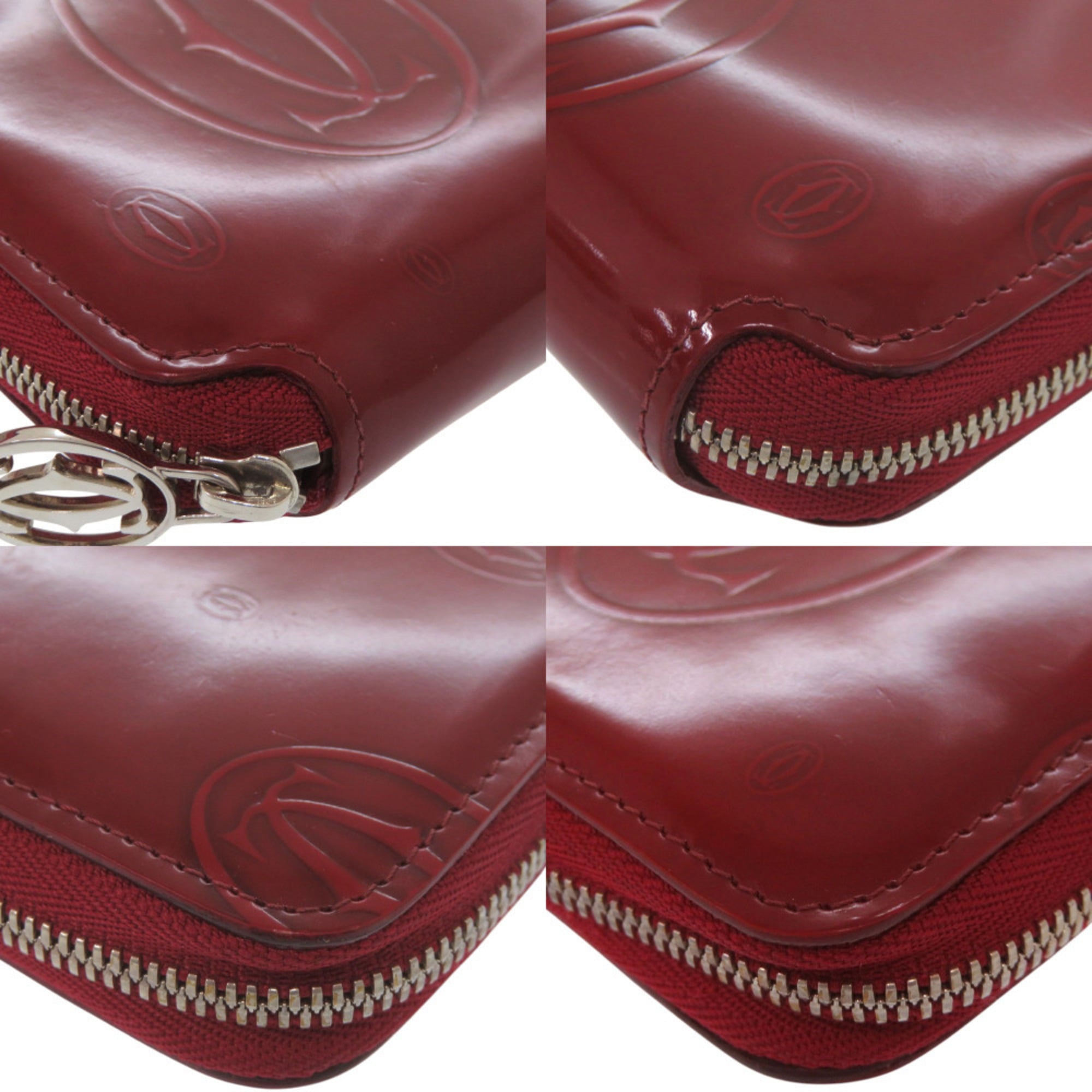 Cartier Bordeaux Red Color Leather Long Wallet (Bi-Fold) (Pre-Owned)