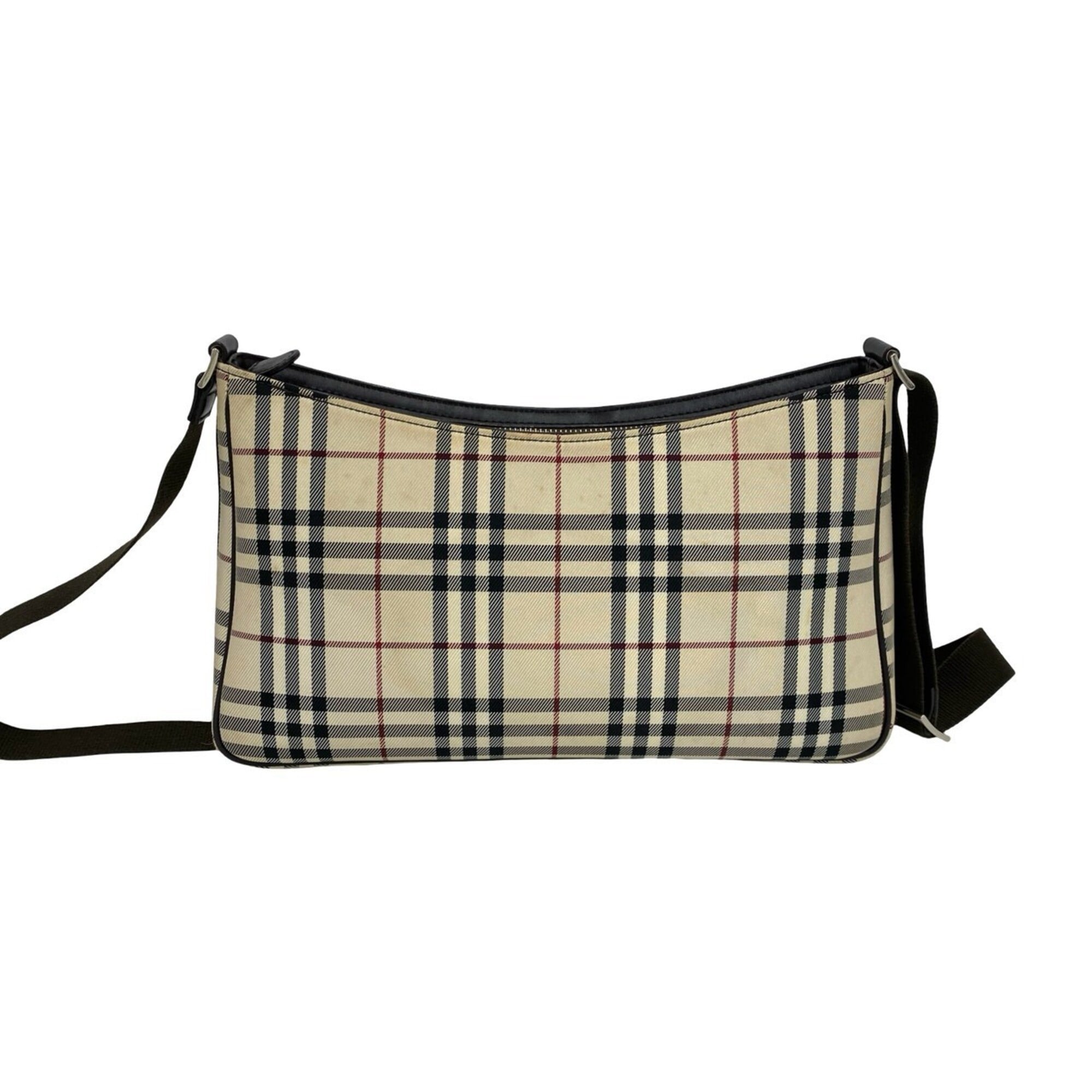 Burberry Beige Brown Canvas Leather Pochette Shoulder Bag (Pre-Owned)