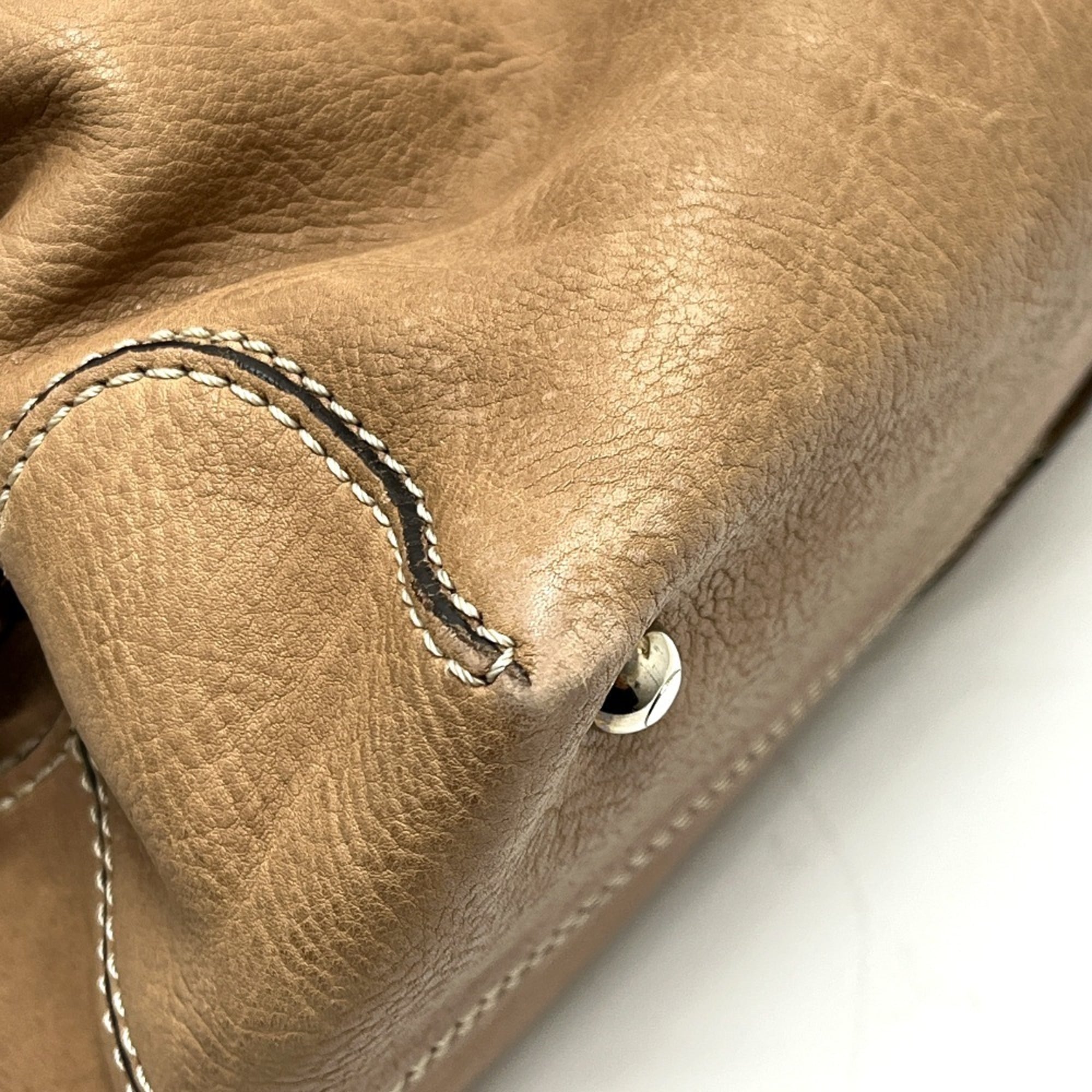 Tod's Brown Leather Boston Bag Handbag Shoulder Bag (Pre-Owned)