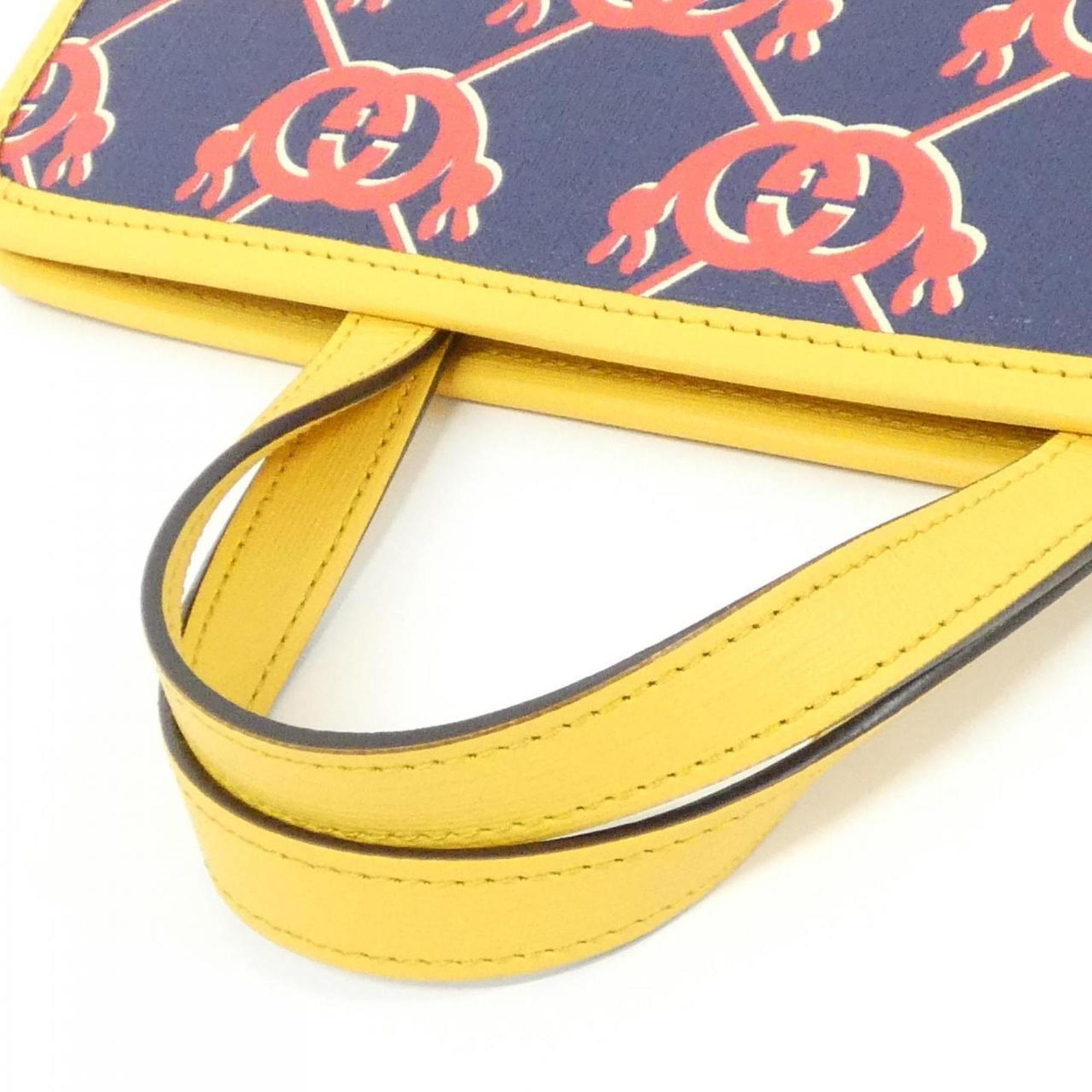 Gucci Blue Red Color Yellow Gg Supreme Handbag (Pre-Owned)
