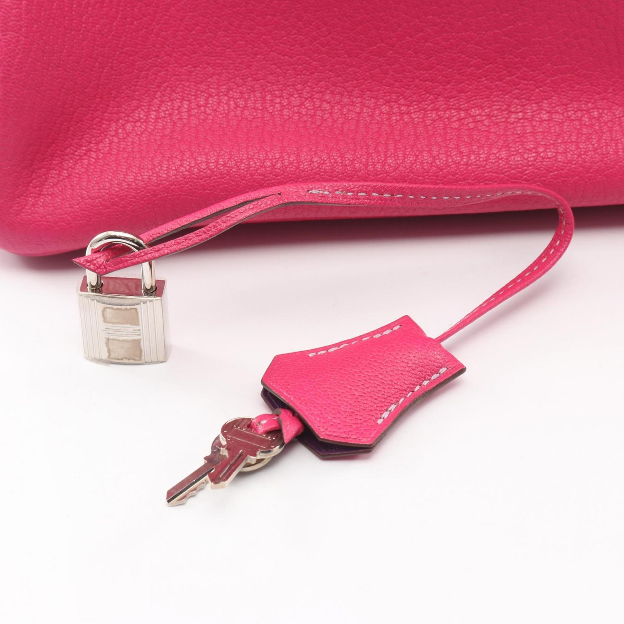 Hermes Cyclamen Pink Purple Rose Shocking Chevre Leather Leather Handbag (Pre-Owned)