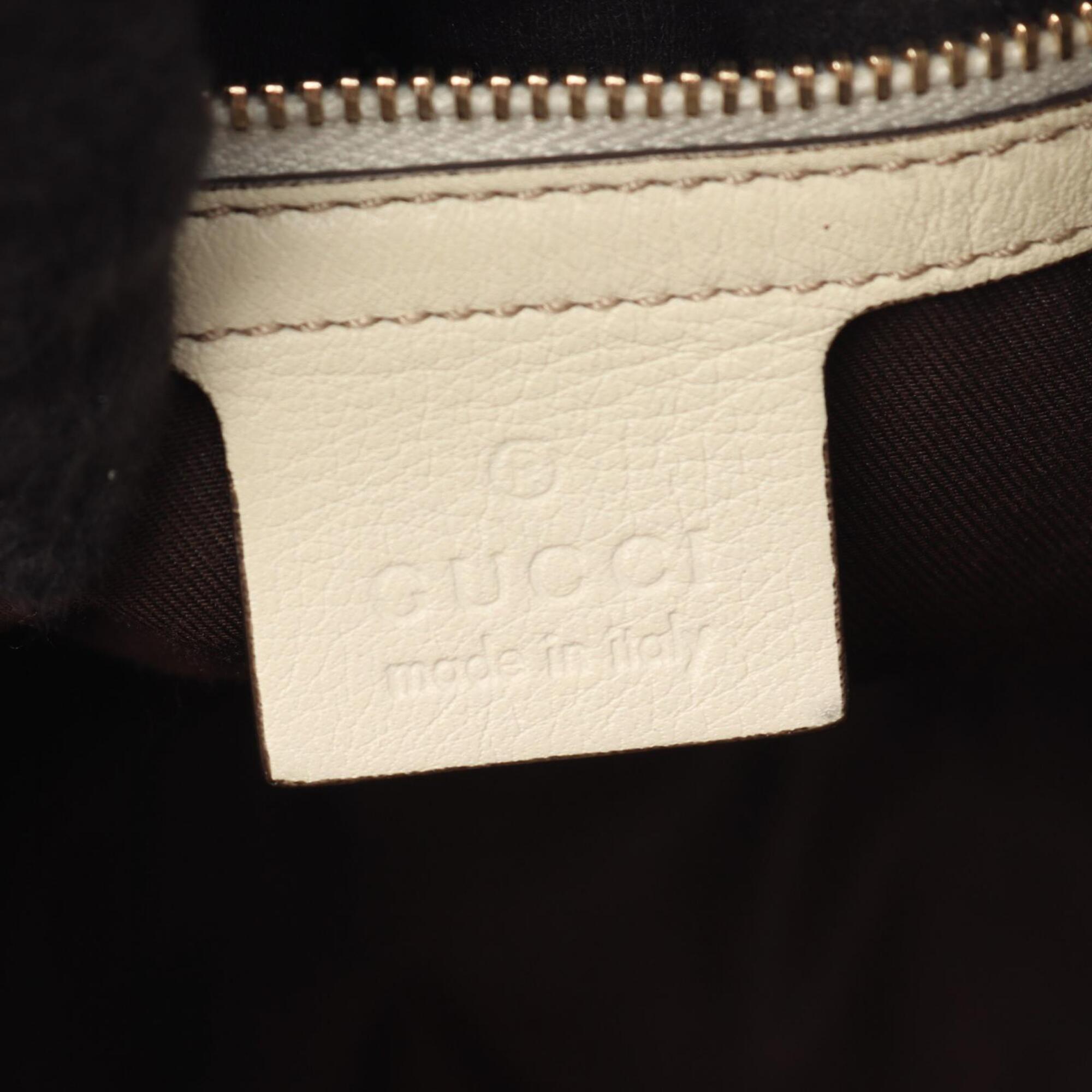 Gucci Beige Ivory Canvas Leather Shoulder Bag (Pre-Owned)