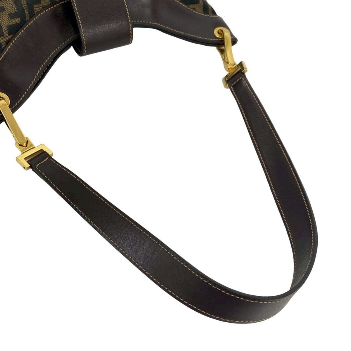 Fendi Black Brown Canvas Leather Shoulder Bag (Pre-Owned)