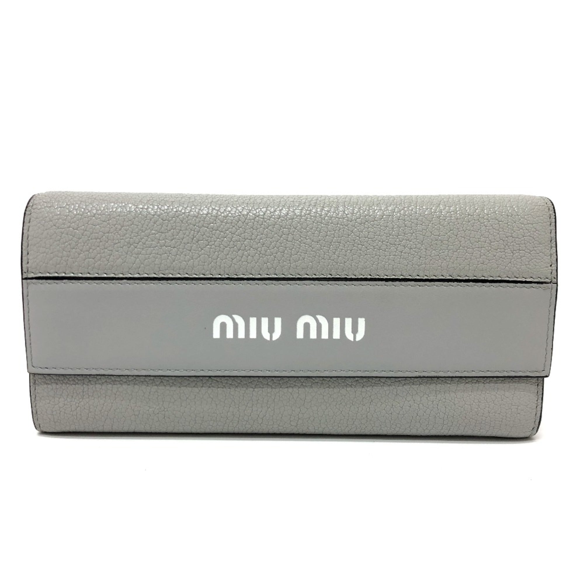 Miu Miu Gray Leather Long Wallet (Bi-Fold) (Pre-Owned)