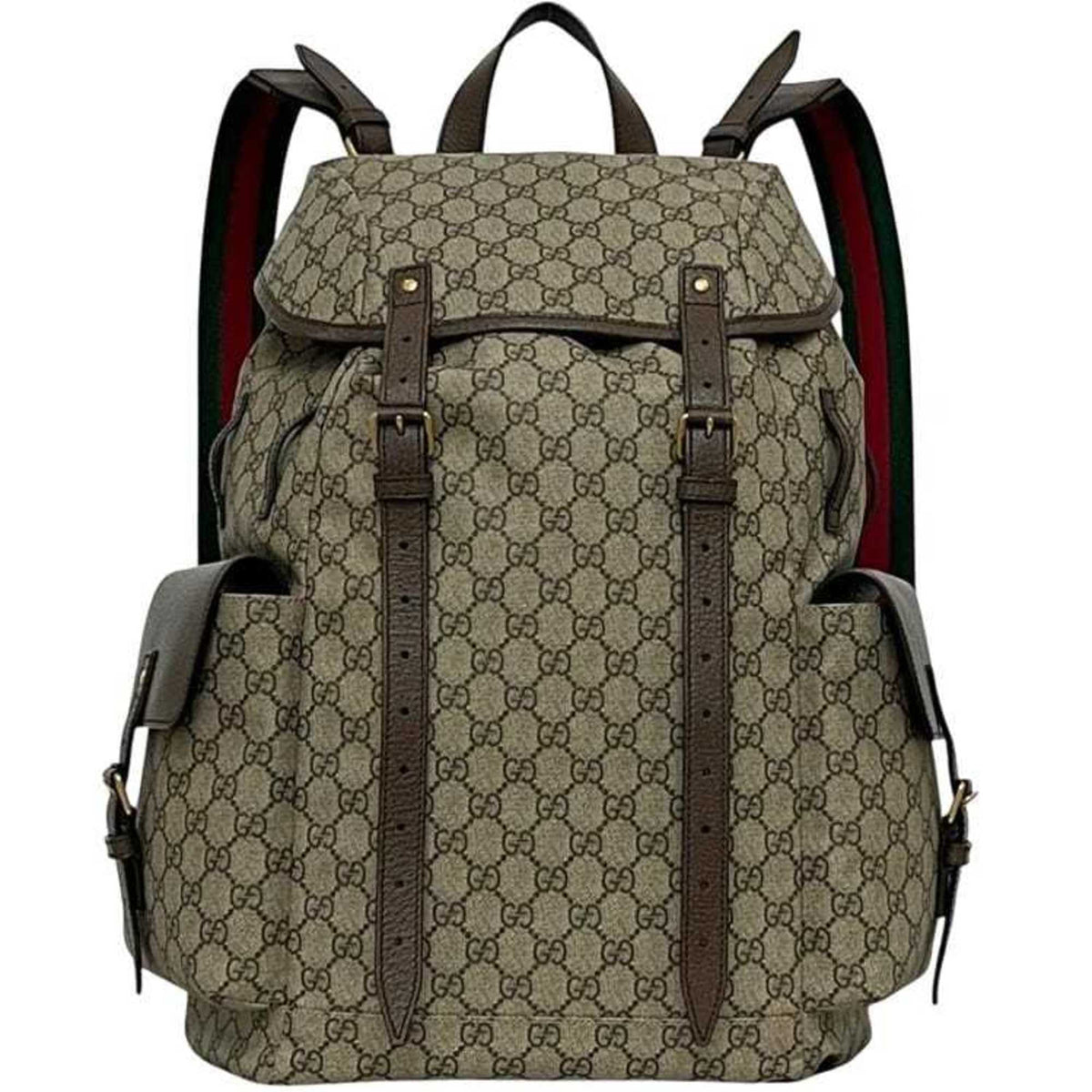 Gucci Sherry Line Beige Brown Gg Supreme Backpack (Pre-Owned)