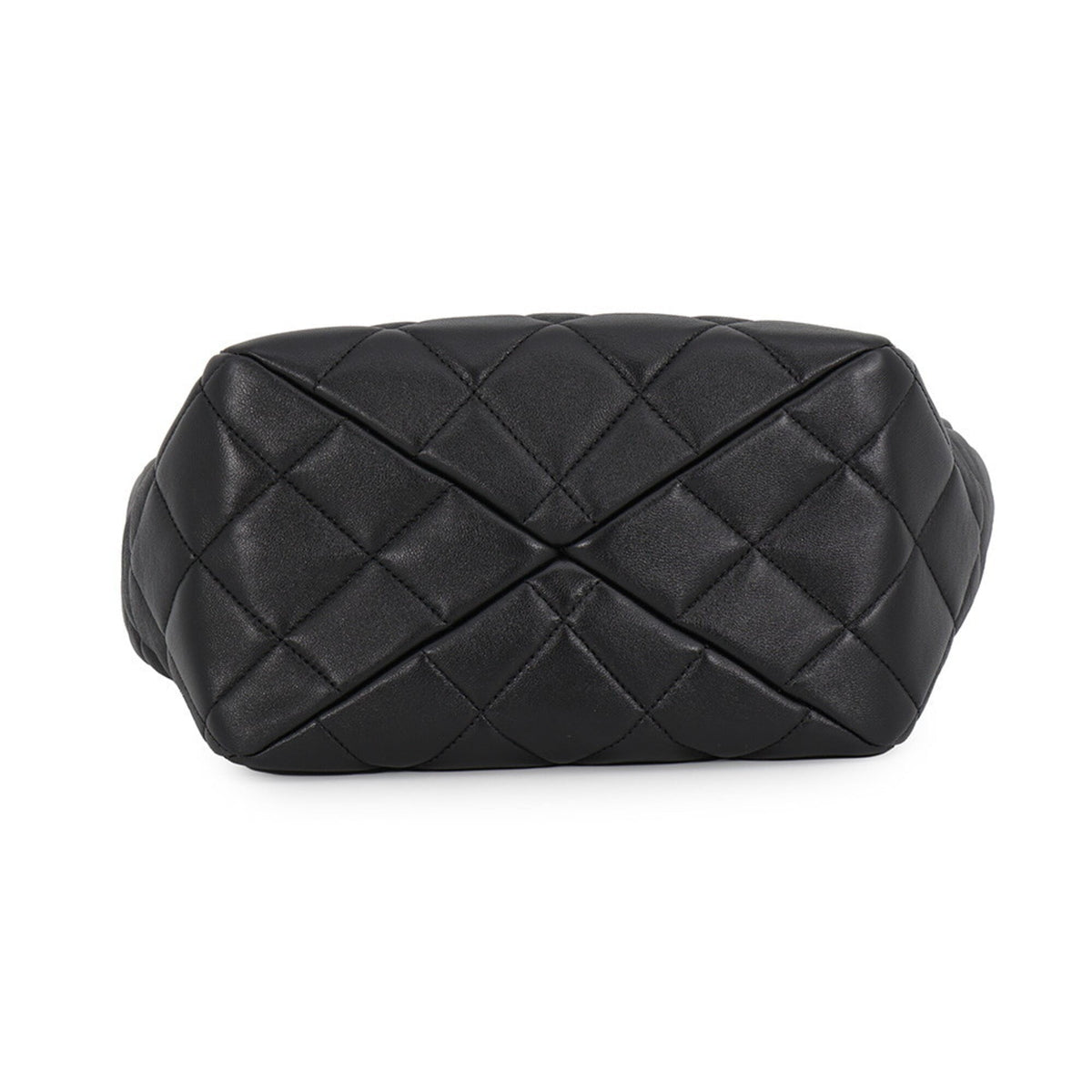 Chanel Matelasse Black Leather Handbag Shopping Bag (Pre-Owned)