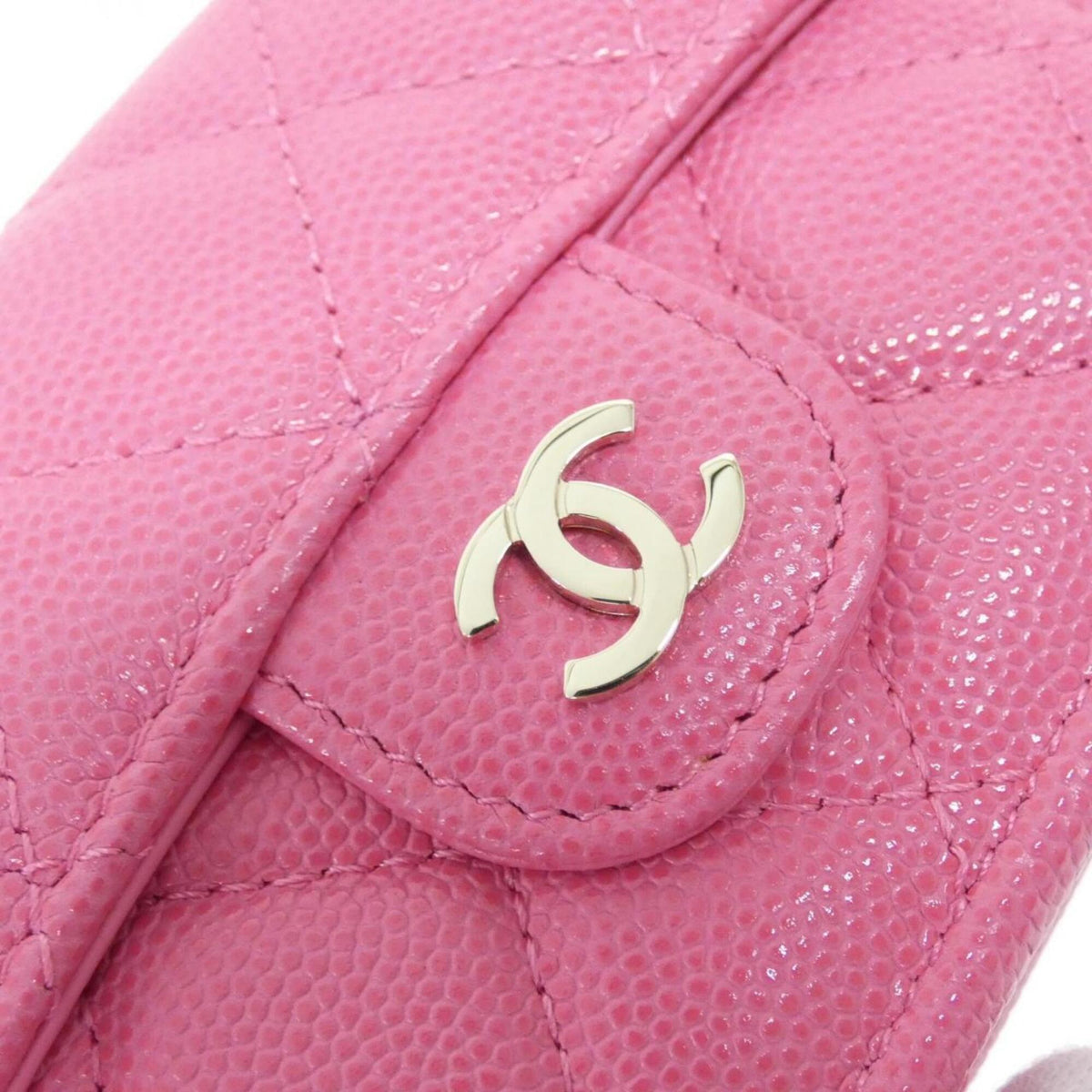 Chanel Pink Grained Calfskin Wallet (Tri-Fold) (Pre-Owned)