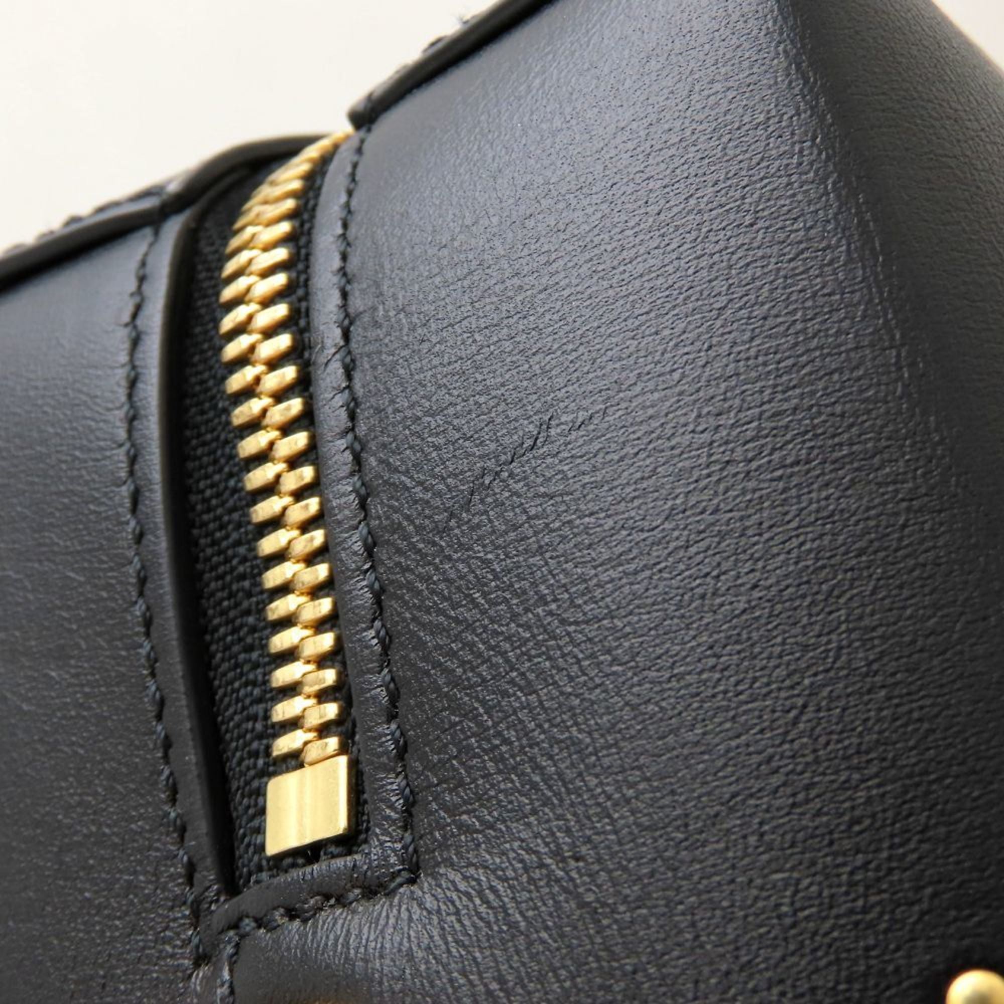Louis Vuitton Black Brown Canvas Leather Handbag (Pre-Owned)