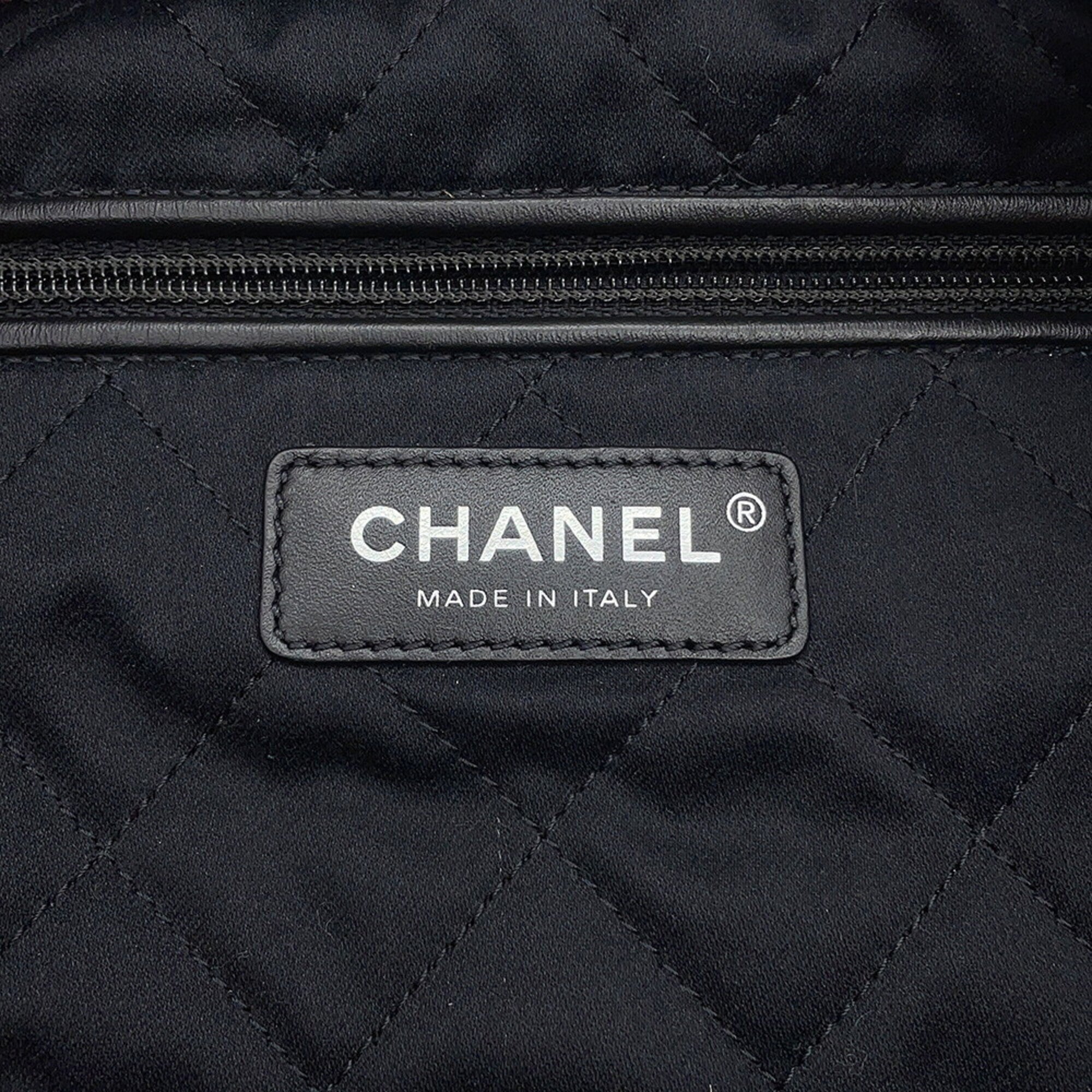 Chanel Black White Tweed Leather Handbag Shoulder Bag (Pre-Owned)
