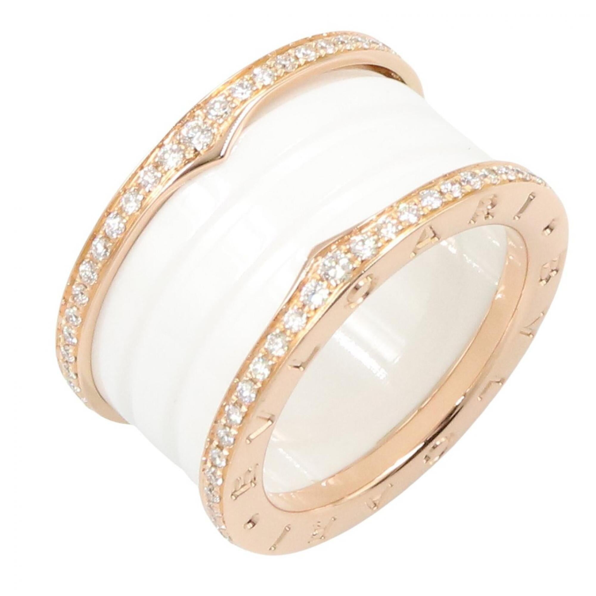 Bvlgari Gold Clear White Pink Gold (18K) Ceramic Band Ring (Pre-Owned)