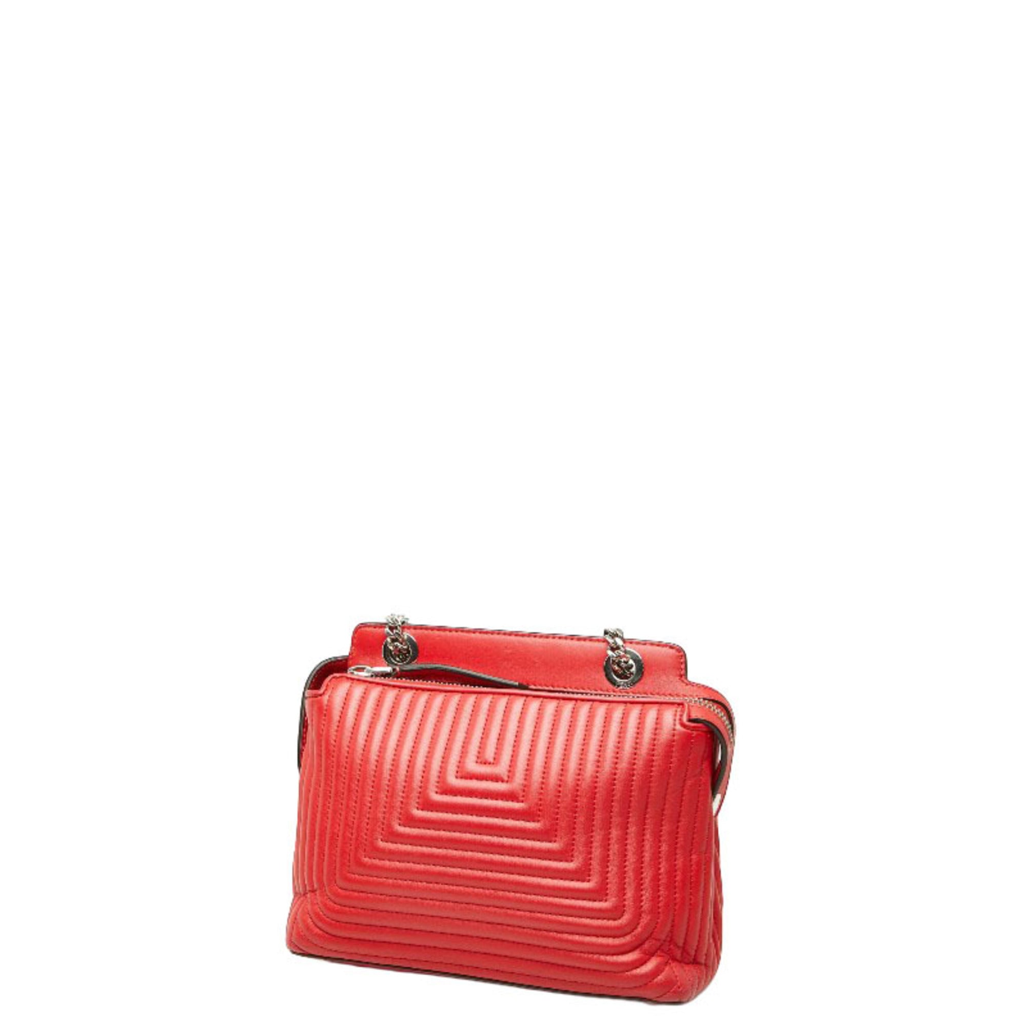 Fendi Red Color Leather Pouch Shoulder Bag (Pre-Owned)