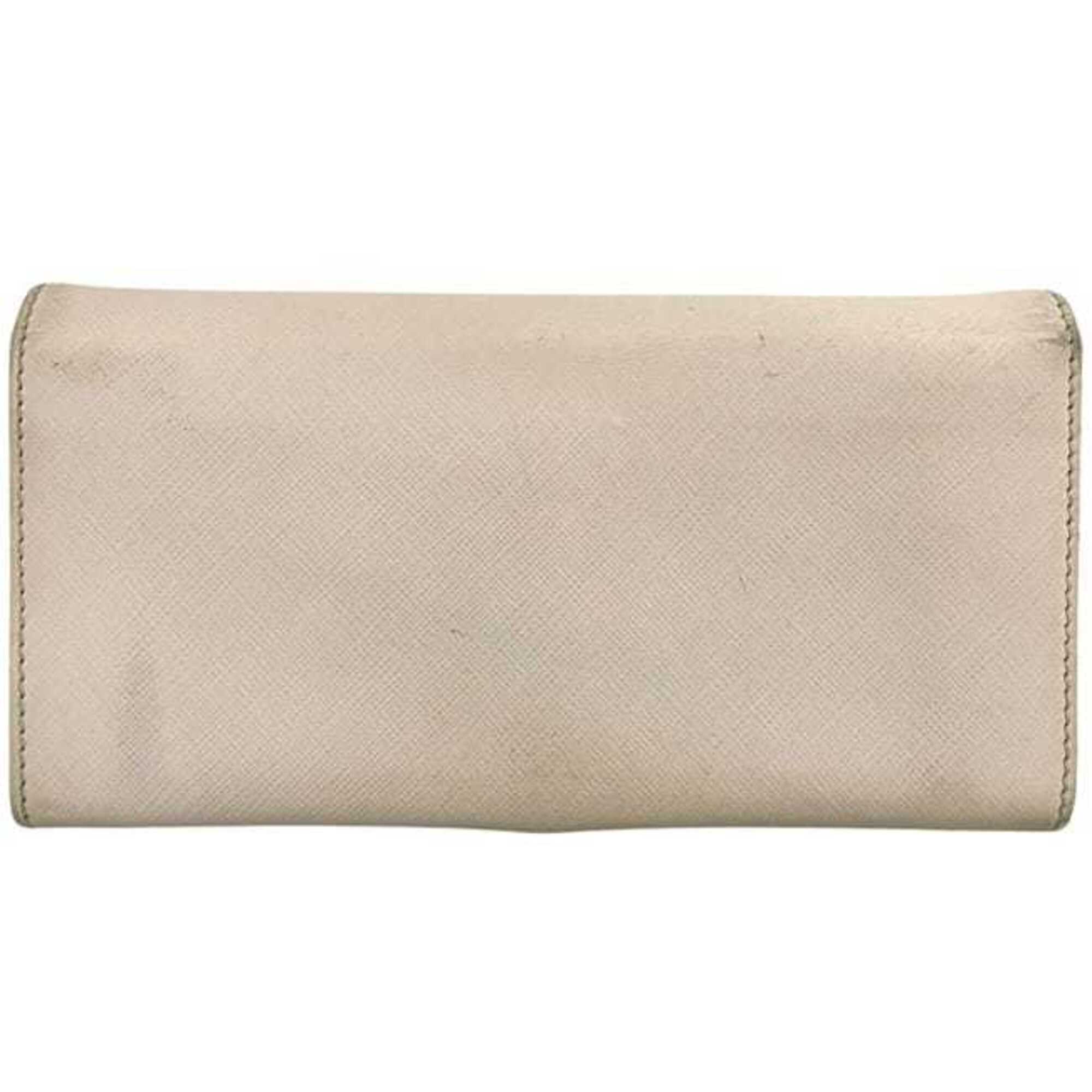 Salvatore Ferragamo Beige Leather Long Wallet (Bi-Fold) (Pre-Owned)