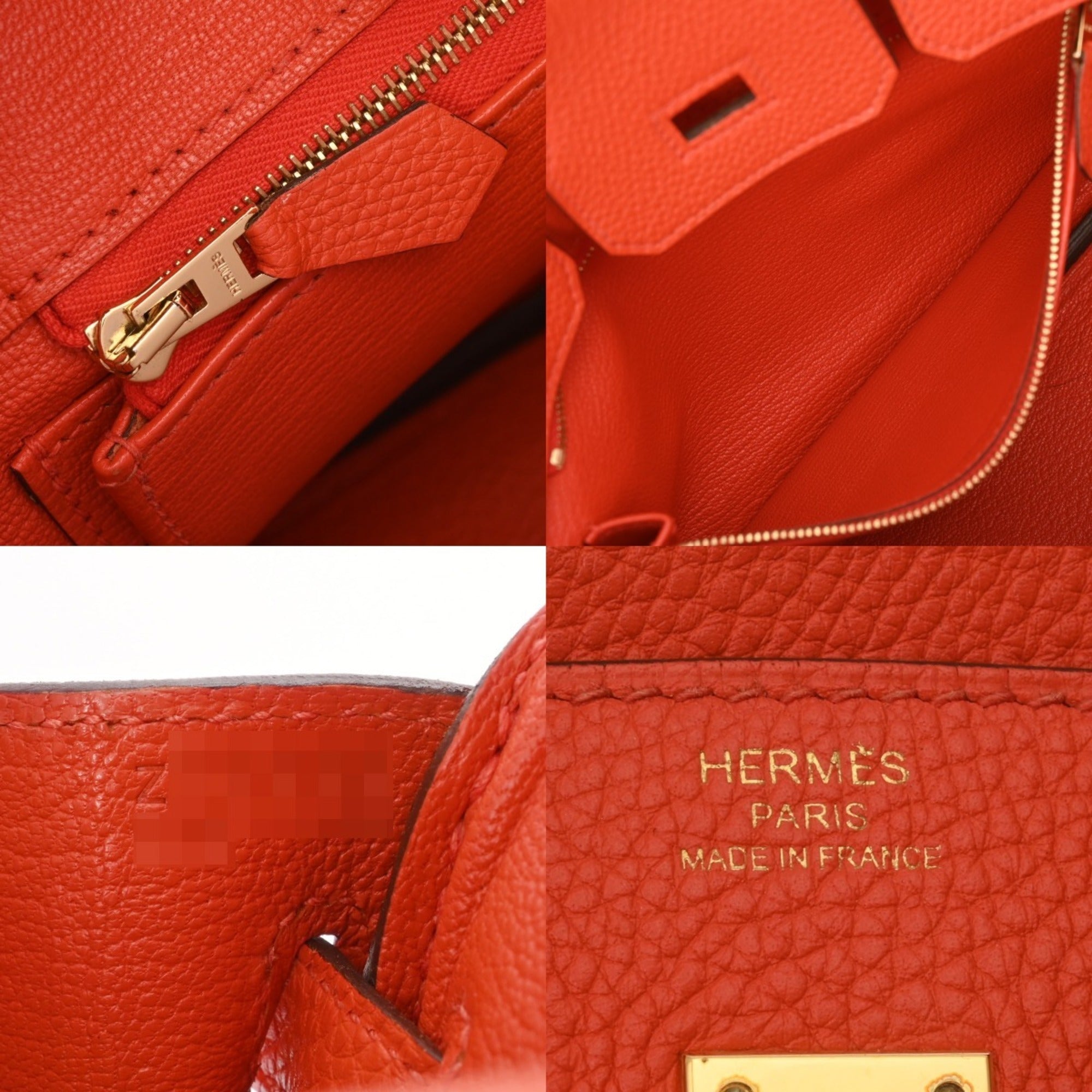 Hermes Orange Poppy Togo Leather Handbag (Pre-Owned)