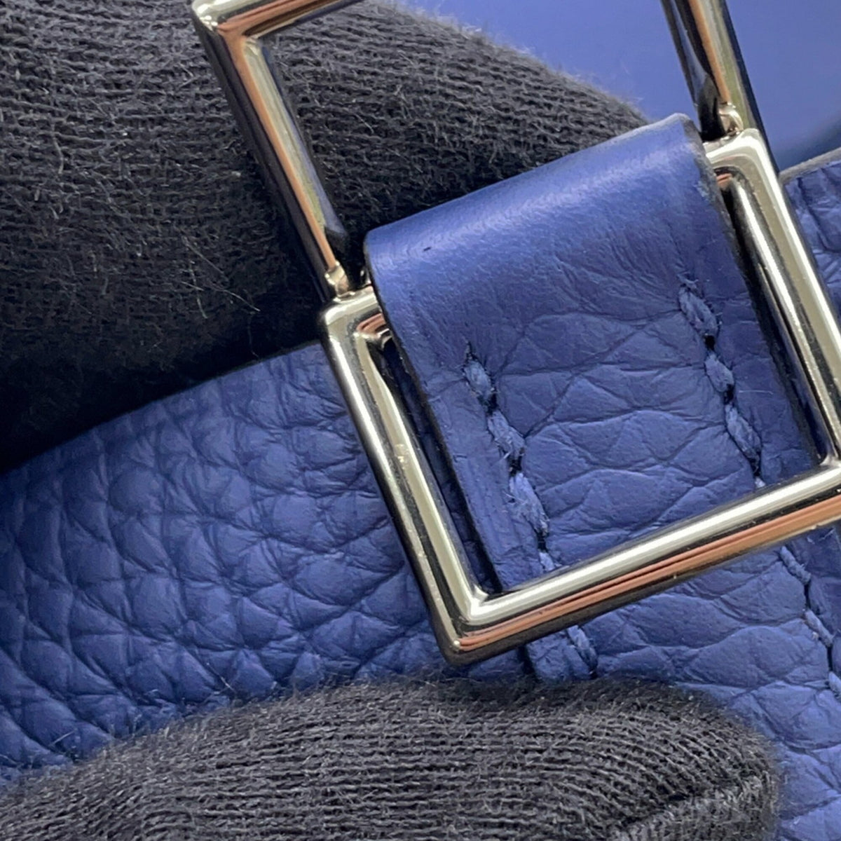 Hermes Bleu Saphir Taurillon Clemence Leather Handbag (Pre-Owned)