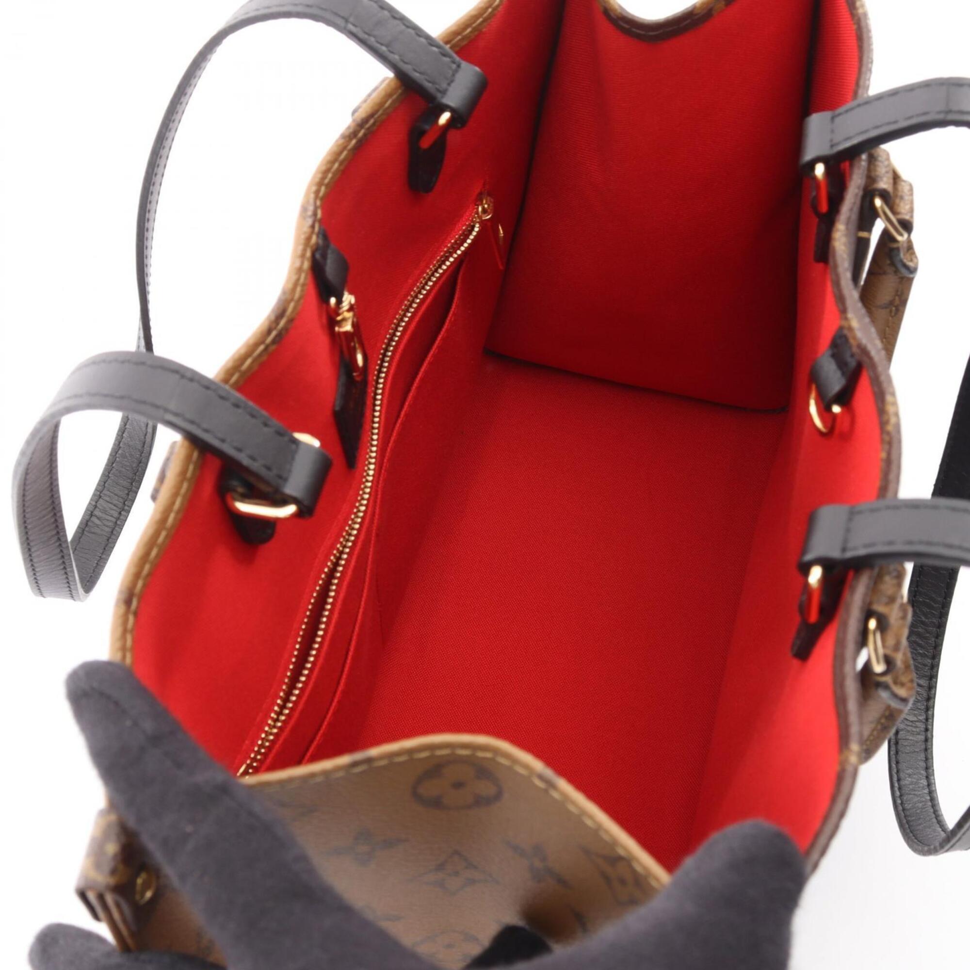 Louis Vuitton Beige Brown Coated Canvas Leather Handbag Tote Bag (Pre-Owned)