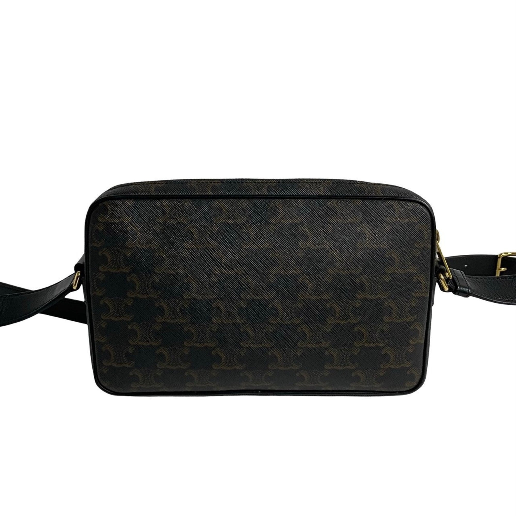 Celine Black Brown Leather Pvc Pochette Shoulder Bag (Pre-Owned)