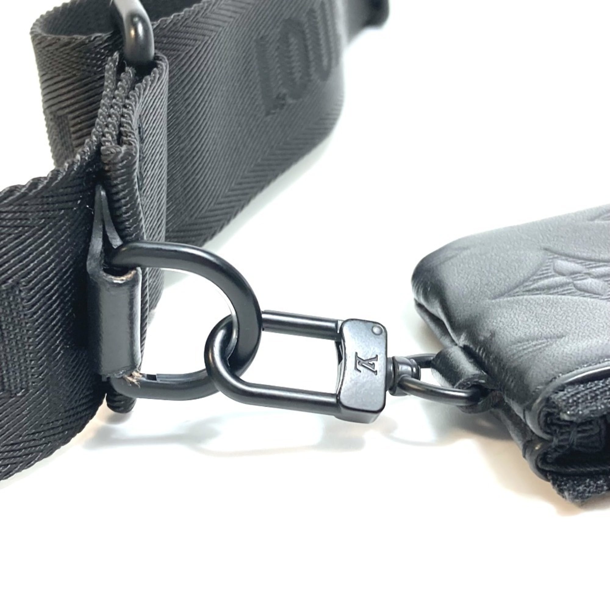 Louis Vuitton Black Monogram Shadow Shoulder Bag Sling Bag (Pre-Owned)