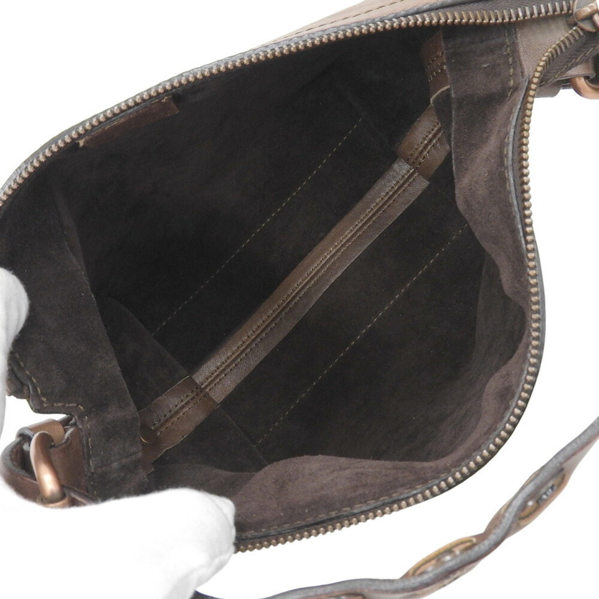 Celine Brown Dark Brown Leather Shoulder Bag (Pre-Owned)