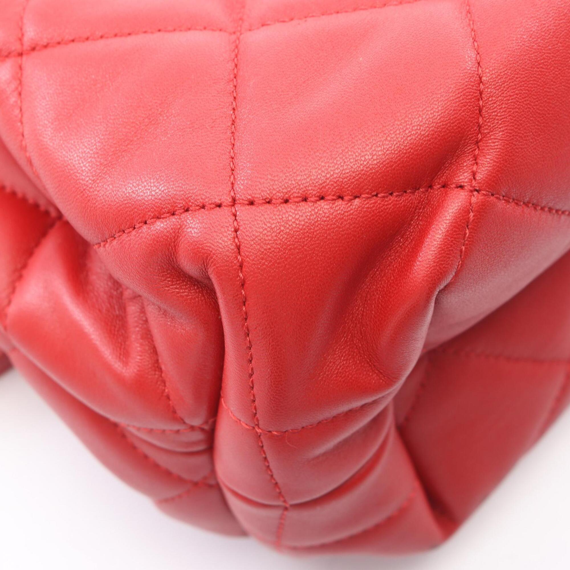 Chanel Matelasse Red Color Leather Handbag Shoulder Bag (Pre-Owned)